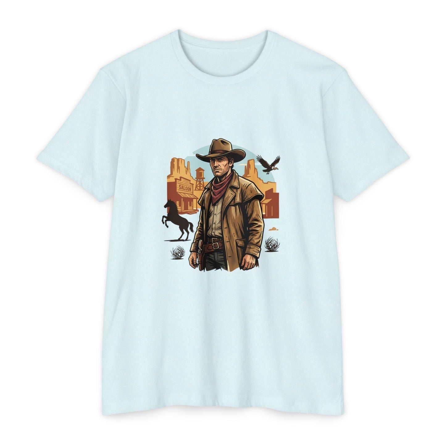 Western Cowboy Graphic T-Shirt — Desert Outlaw Illustration