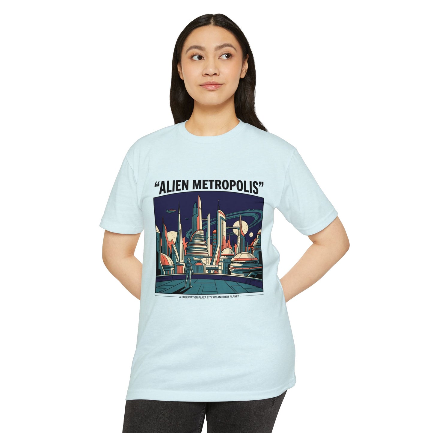 Alien Metropolis Retro Futuristic Sci‑Fi City T-Shirt