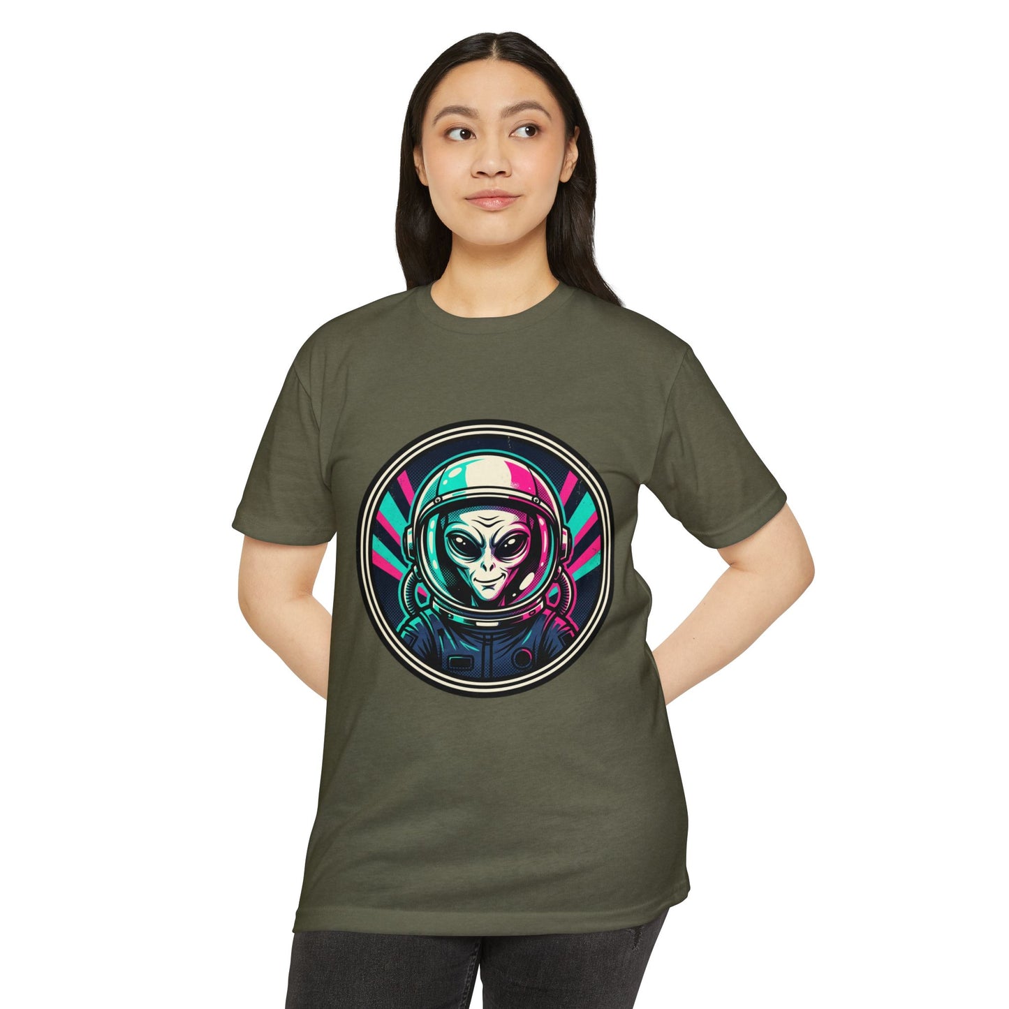 Alien Astronaut Neon Space Crew T‑Shirt