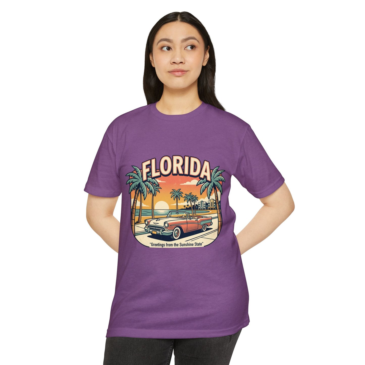 Florida Vintage Sunset T-Shirt — "Greetings from the Sunshine State"