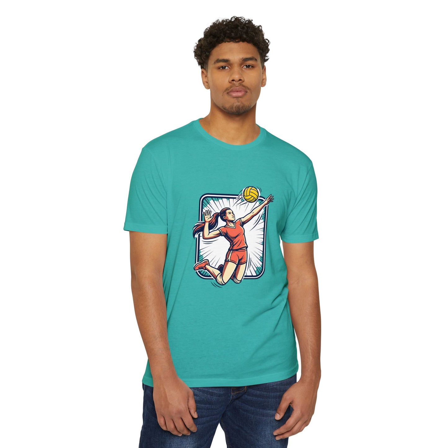 Volleyball Spike Graphic T-Shirt — Female Player Action Tee