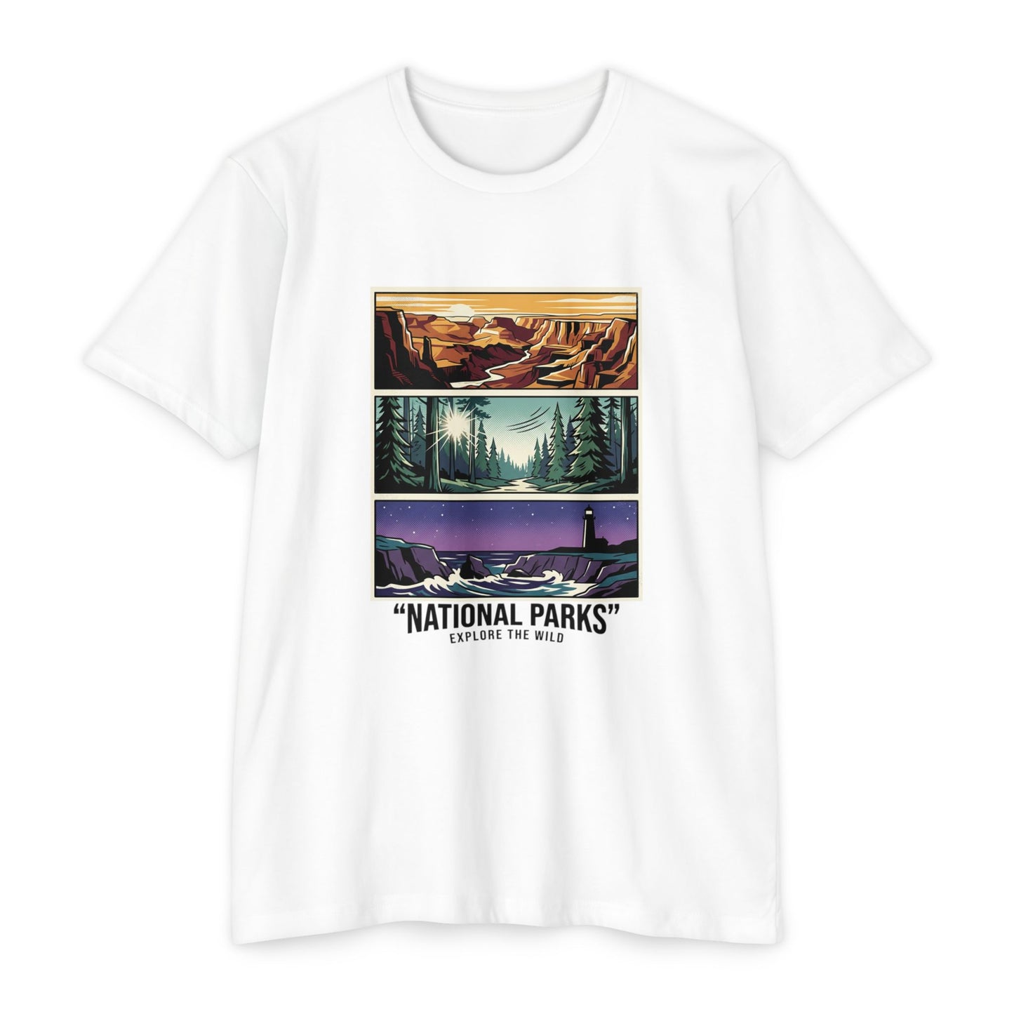 National Parks Scenic Panels T-Shirt — Explore the Wild Graphic Tee