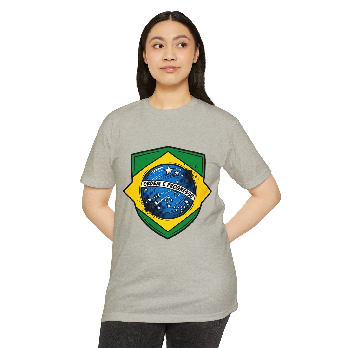 Brazil Flag Crest T-Shirt — Brazilian Soccer/Patriot Pride Tee