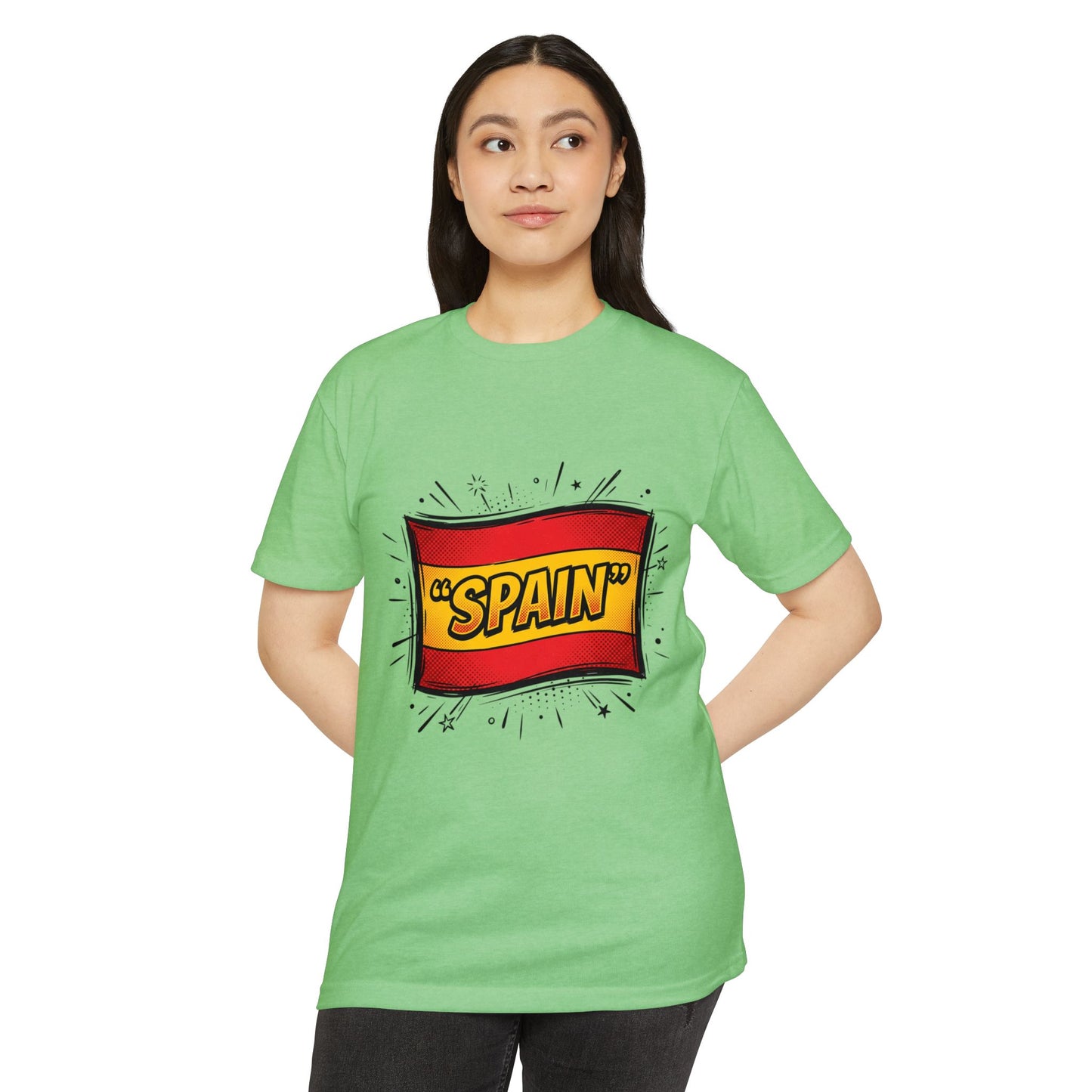 Spain Retro Comic Flag T-Shirt — 'SPAIN' Graphic Tee