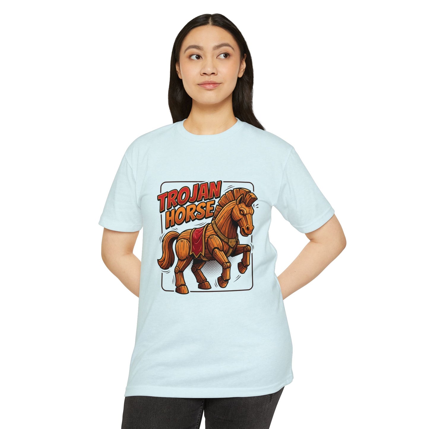 Trojan Horse Graphic Tee - Vintage Wooden Horse Illustration T-Shirt