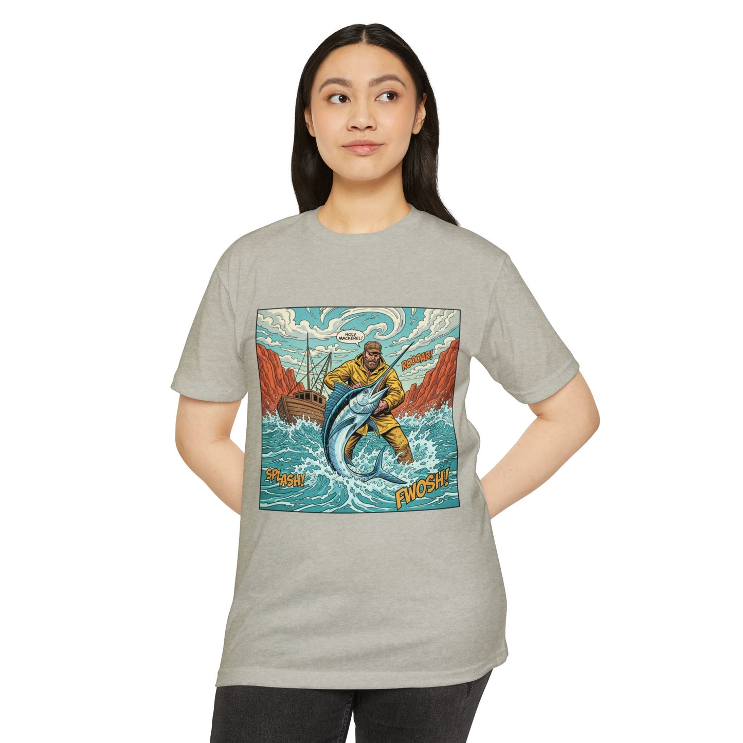 Retro Fisherman 'FWOSH' Fishing Graphic T-Shirt