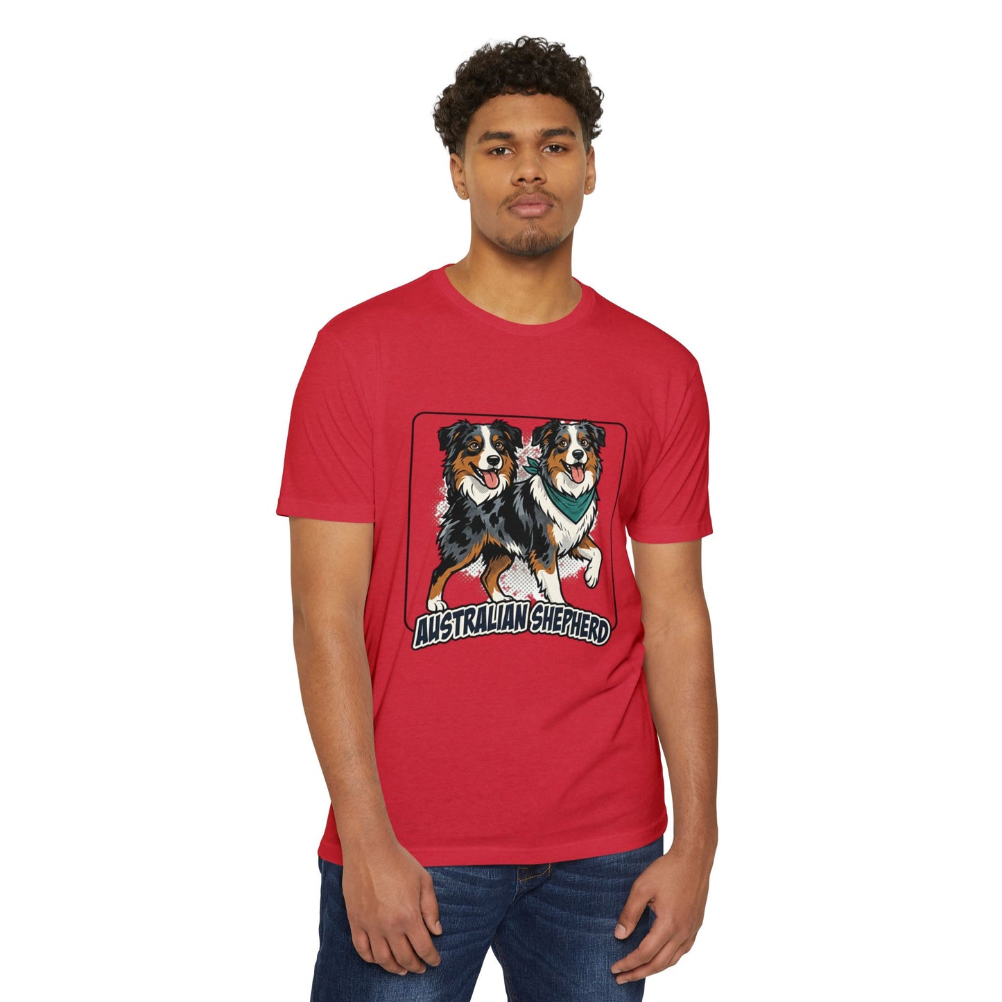 Australian Shepherd Graphic T‑Shirt — Playful Double Dog Illustration