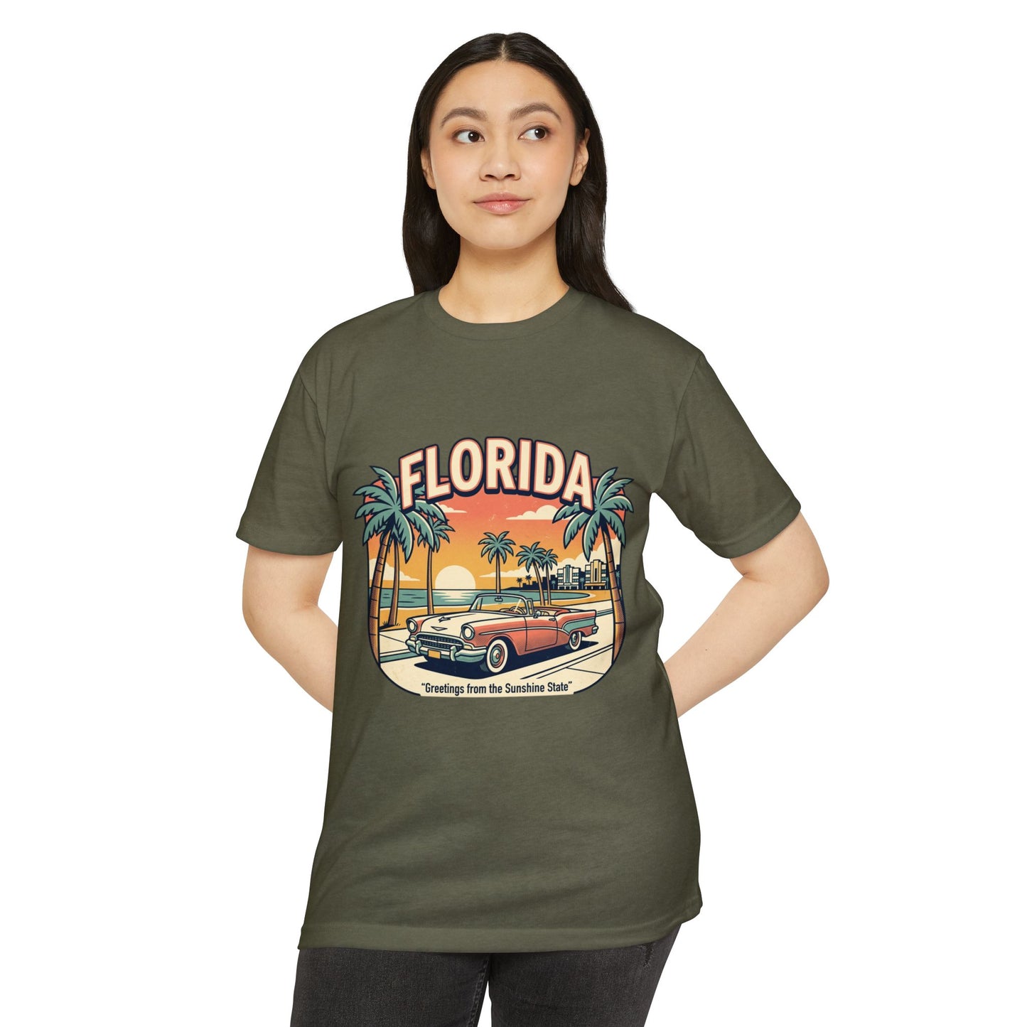 Florida Vintage Sunset T-Shirt — "Greetings from the Sunshine State"