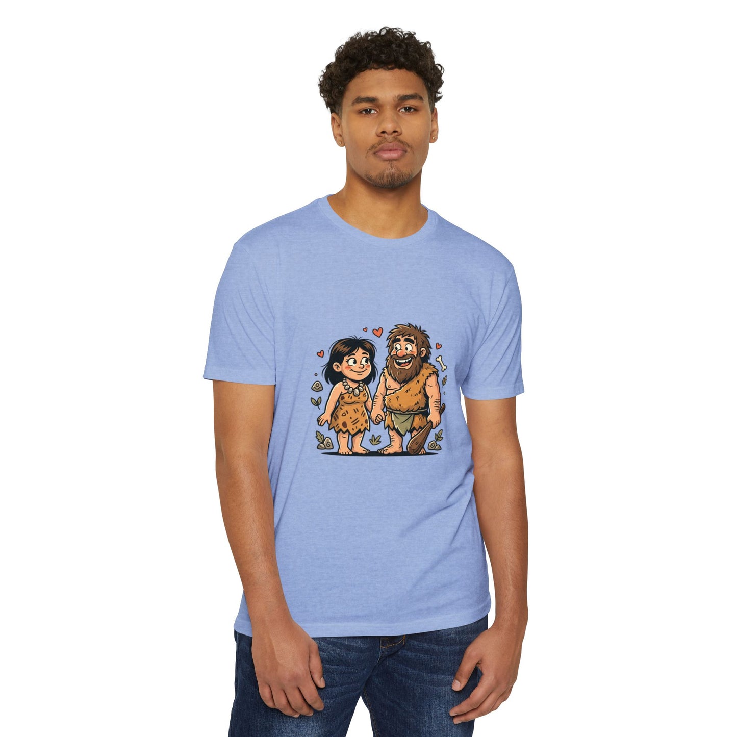 Caveman Couple Cartoon T-Shirt — Cute Prehistoric Love Graphic Tee