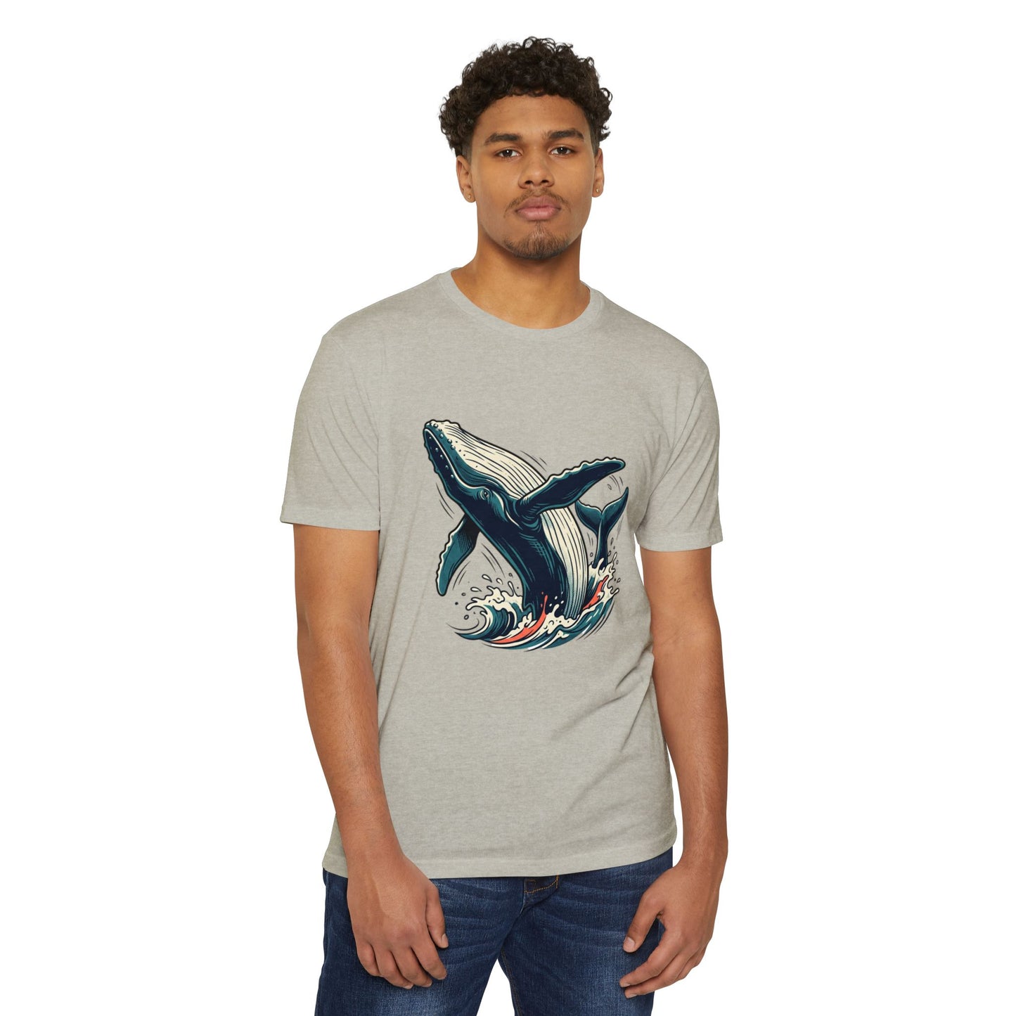 Whale Wave Graphic T-Shirt — Ocean Humpback Illustration Tee