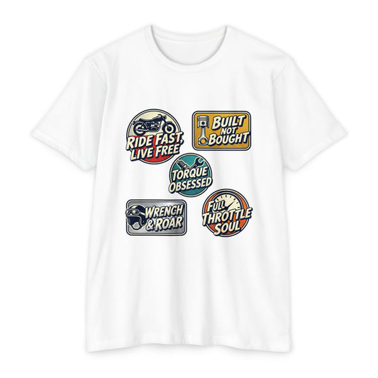 Built Not Bought Vintage Motorcycle Badge T-Shirt