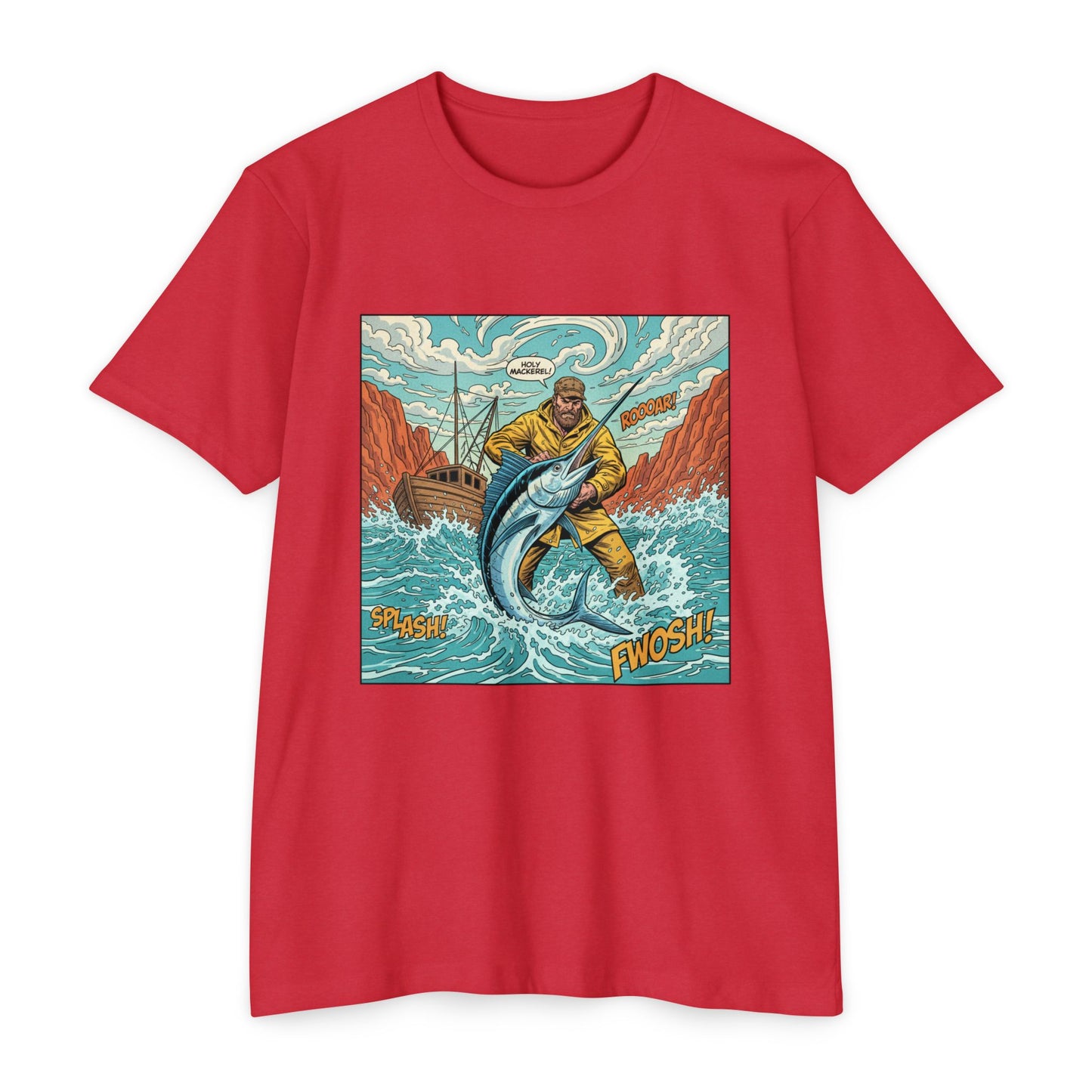 Retro Fisherman 'FWOSH' Fishing Graphic T-Shirt