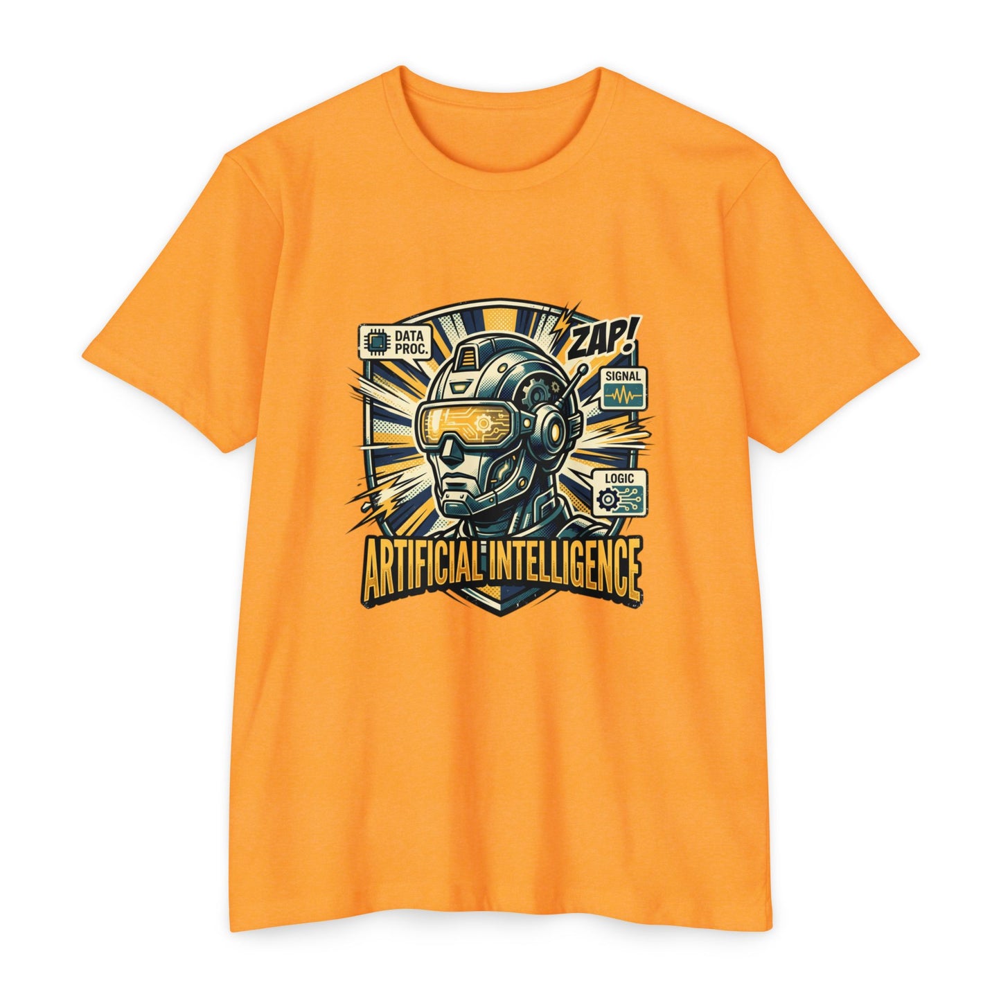 AI Robotics Graphic T-Shirt — "Artificial Intelligence" Retro Helmet Design
