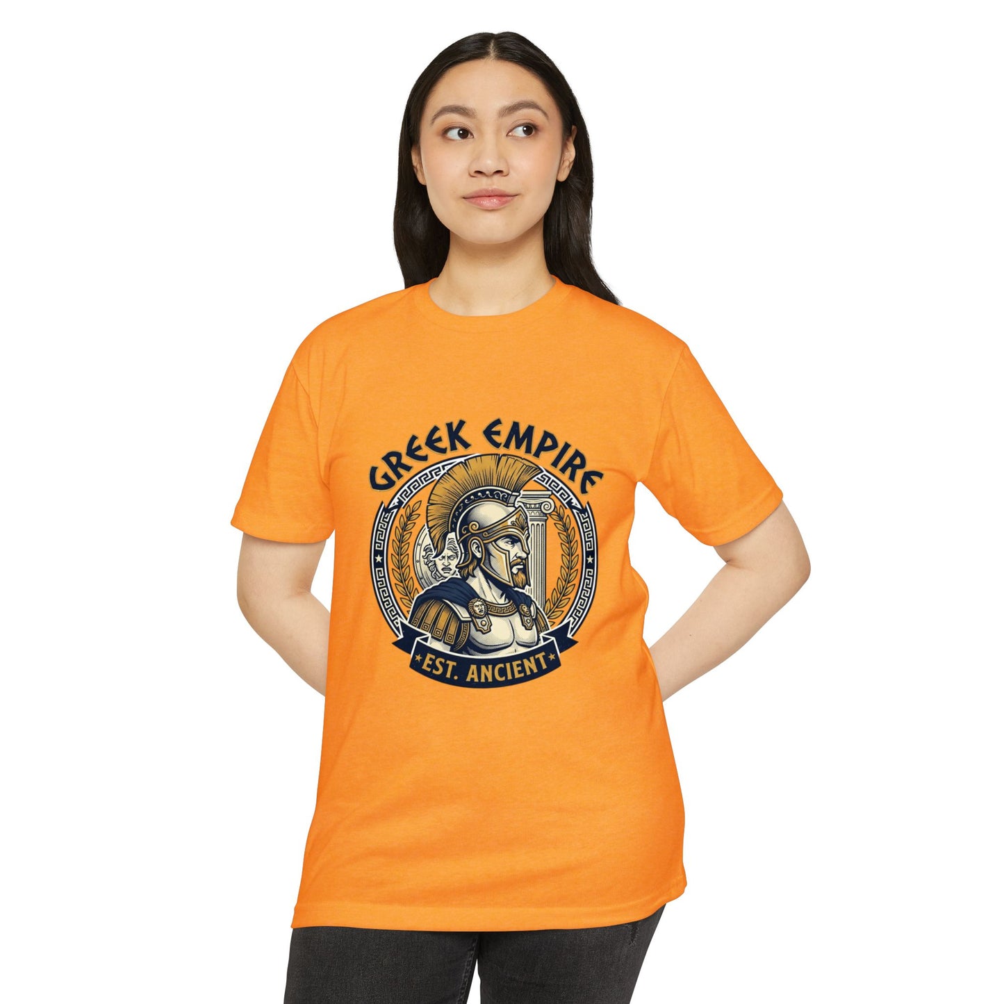 Greek Empire T-Shirt – 'Est. Ancient' Spartan Helmet Graphic
