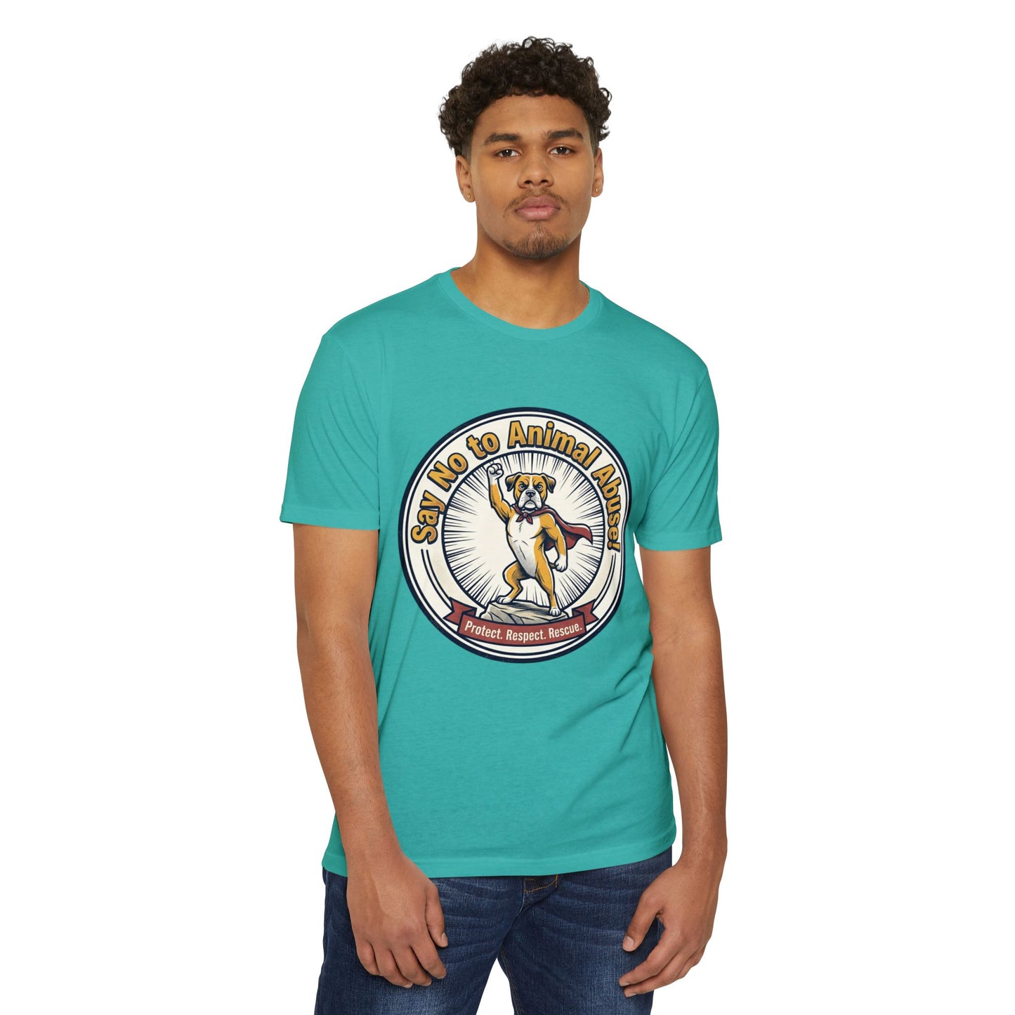 Say No to Animal Abuse T-Shirt – Protect, Respect, Rescue Animal Rights Tee