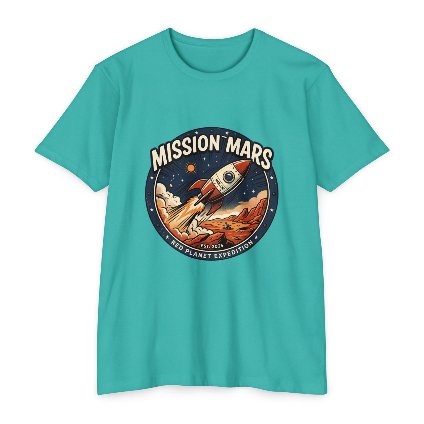 Mission Mars Rocket T‑Shirt — Retro Red Planet Expedition Tee