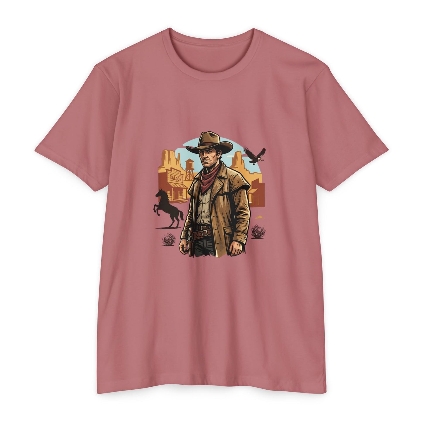 Western Cowboy Graphic T-Shirt — Desert Outlaw Illustration
