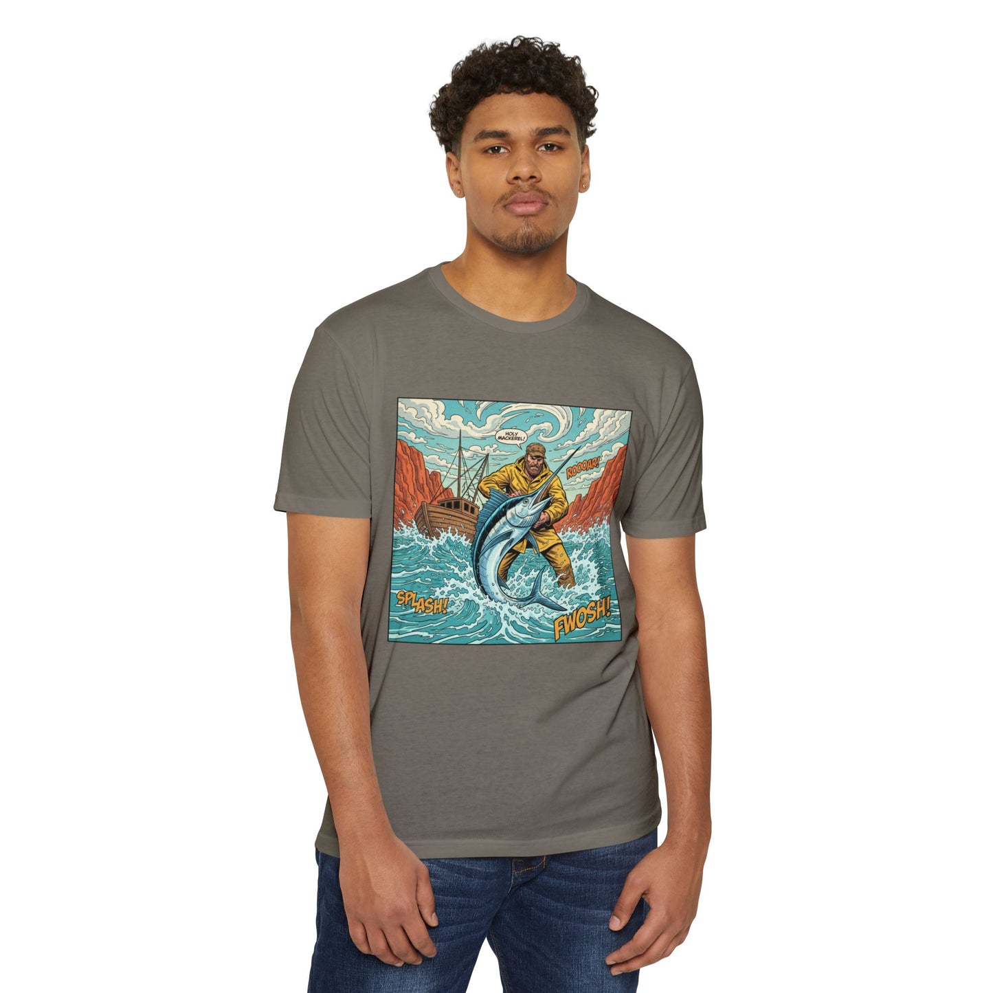Retro Fisherman 'FWOSH' Fishing Graphic T-Shirt
