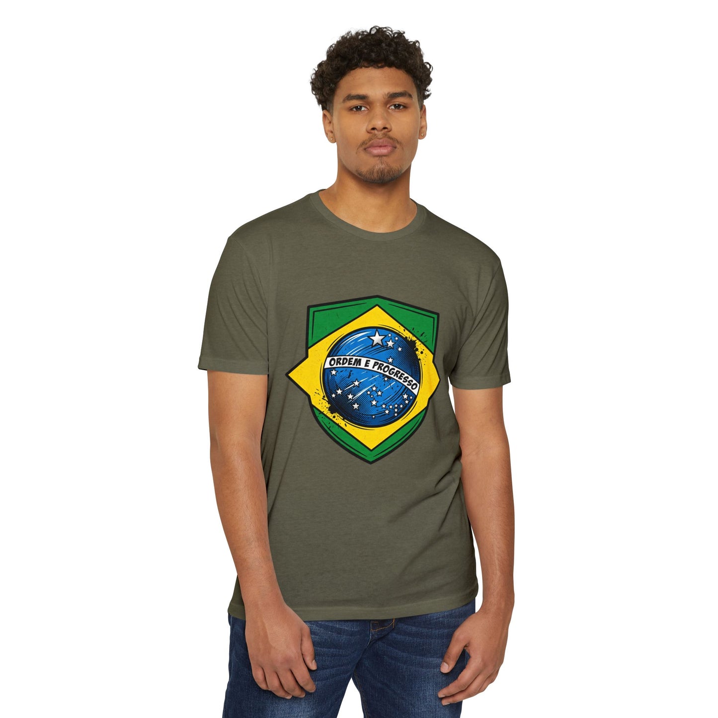 Brazil Flag Crest T-Shirt — Brazilian Soccer/Patriot Pride Tee