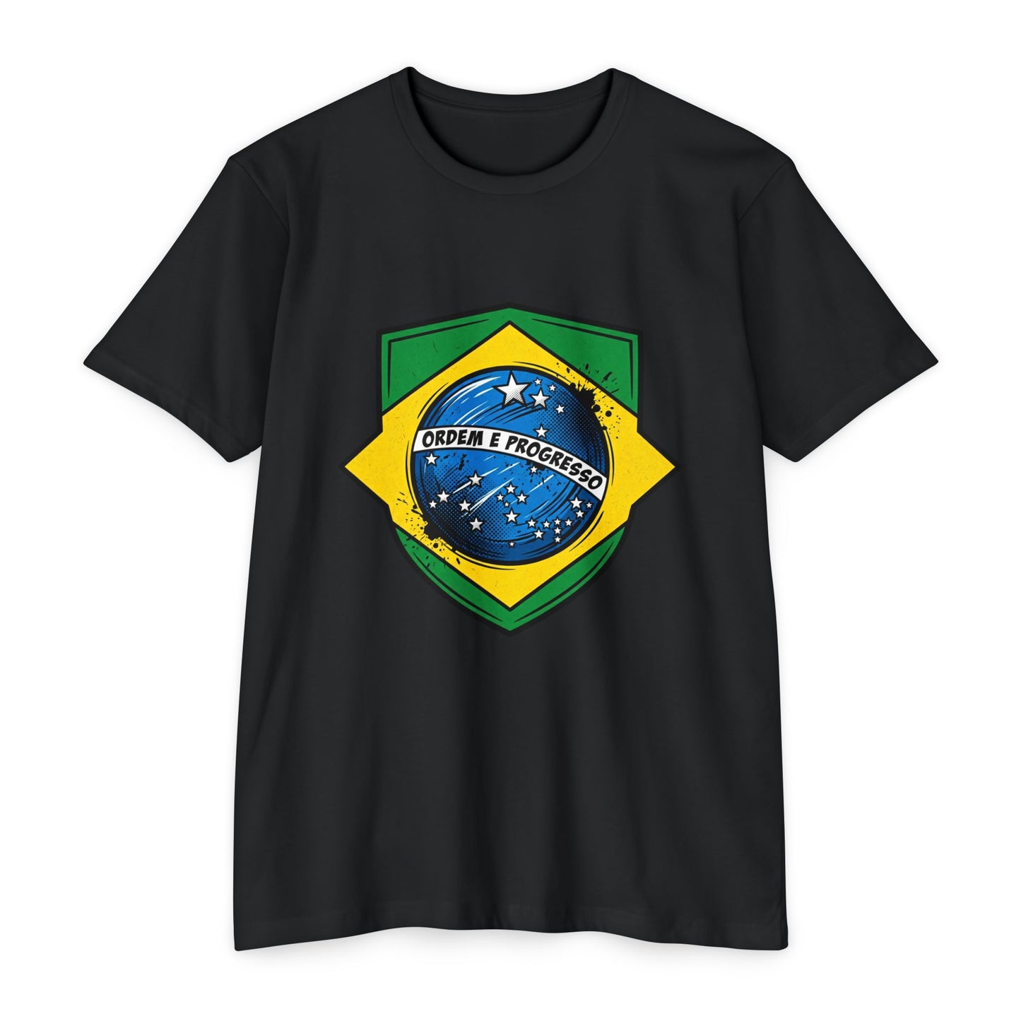 Brazil Flag Crest T-Shirt — Brazilian Soccer/Patriot Pride Tee