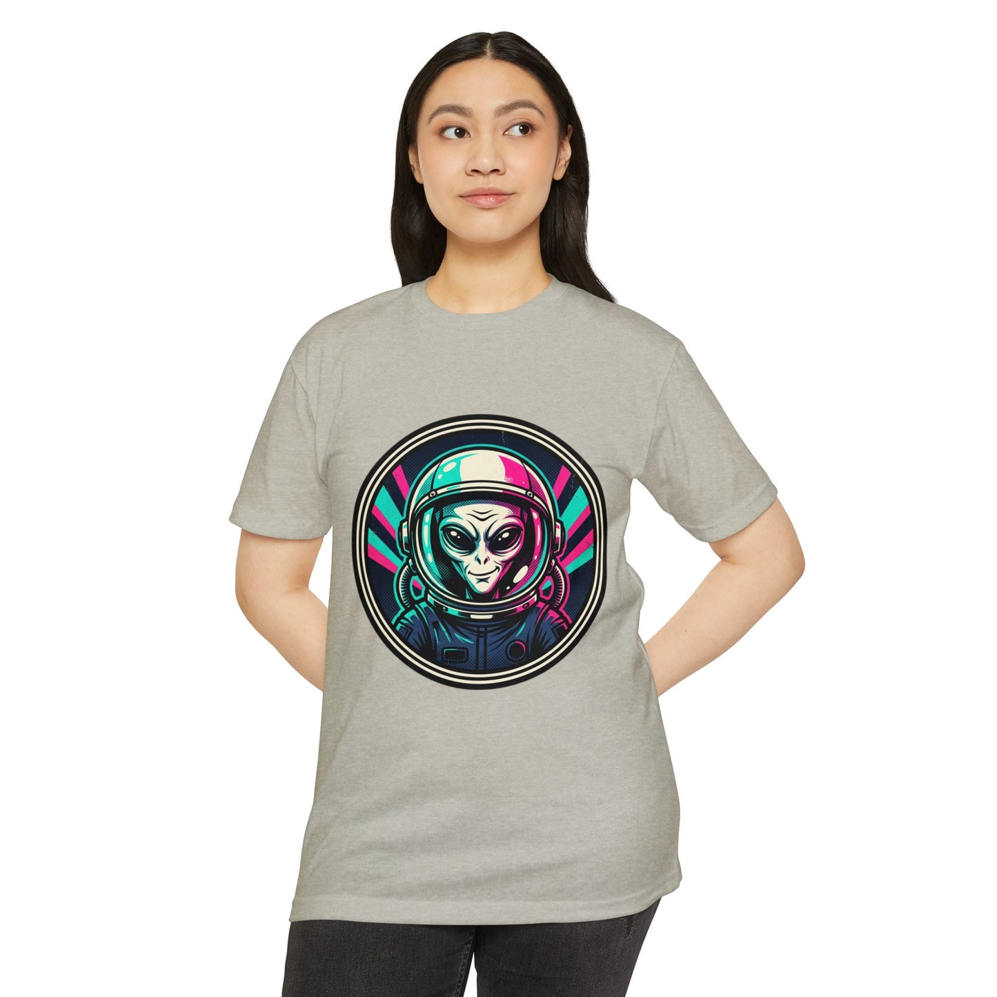 Alien Astronaut Neon Space Crew T‑Shirt