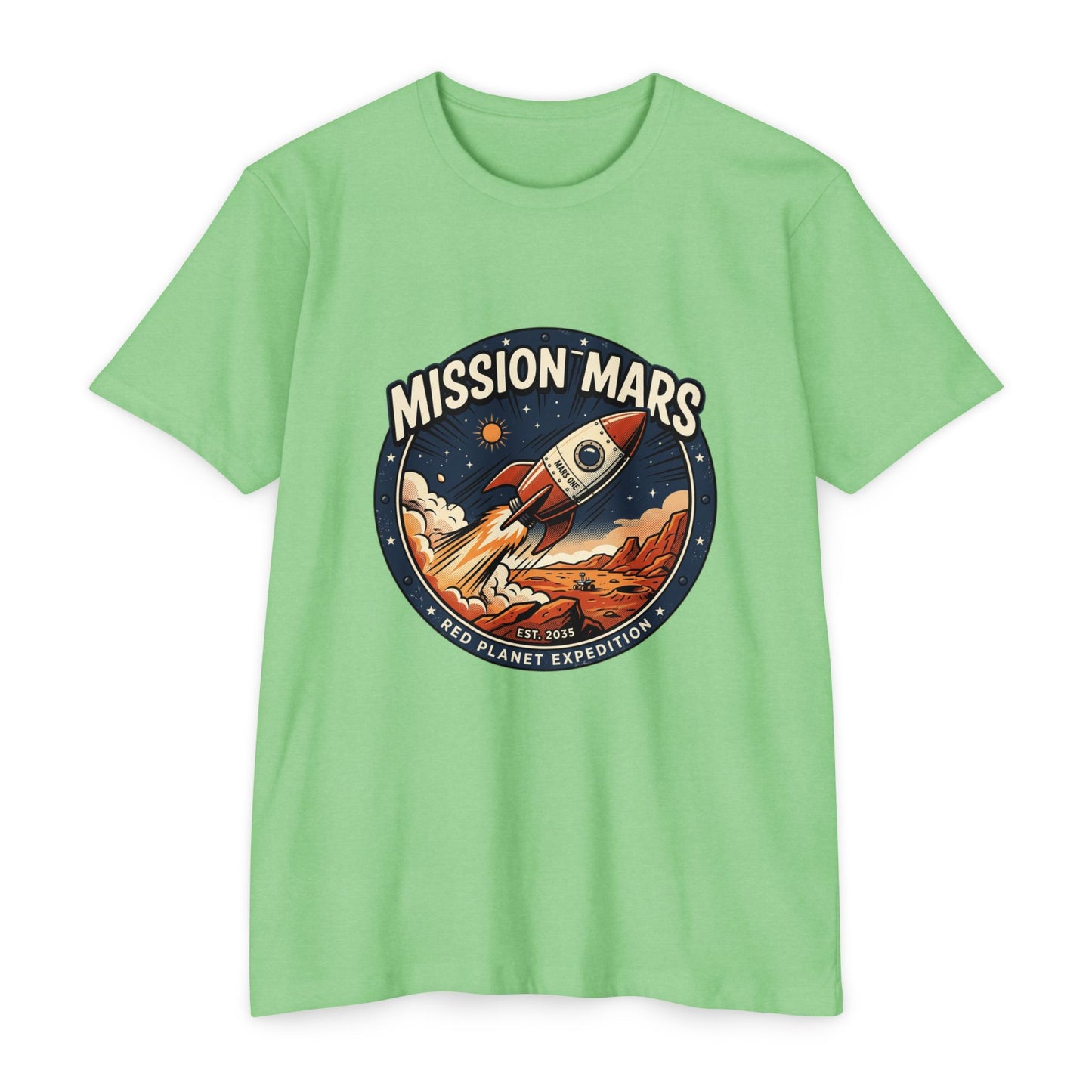 Mission Mars Rocket T‑Shirt — Retro Red Planet Expedition Tee