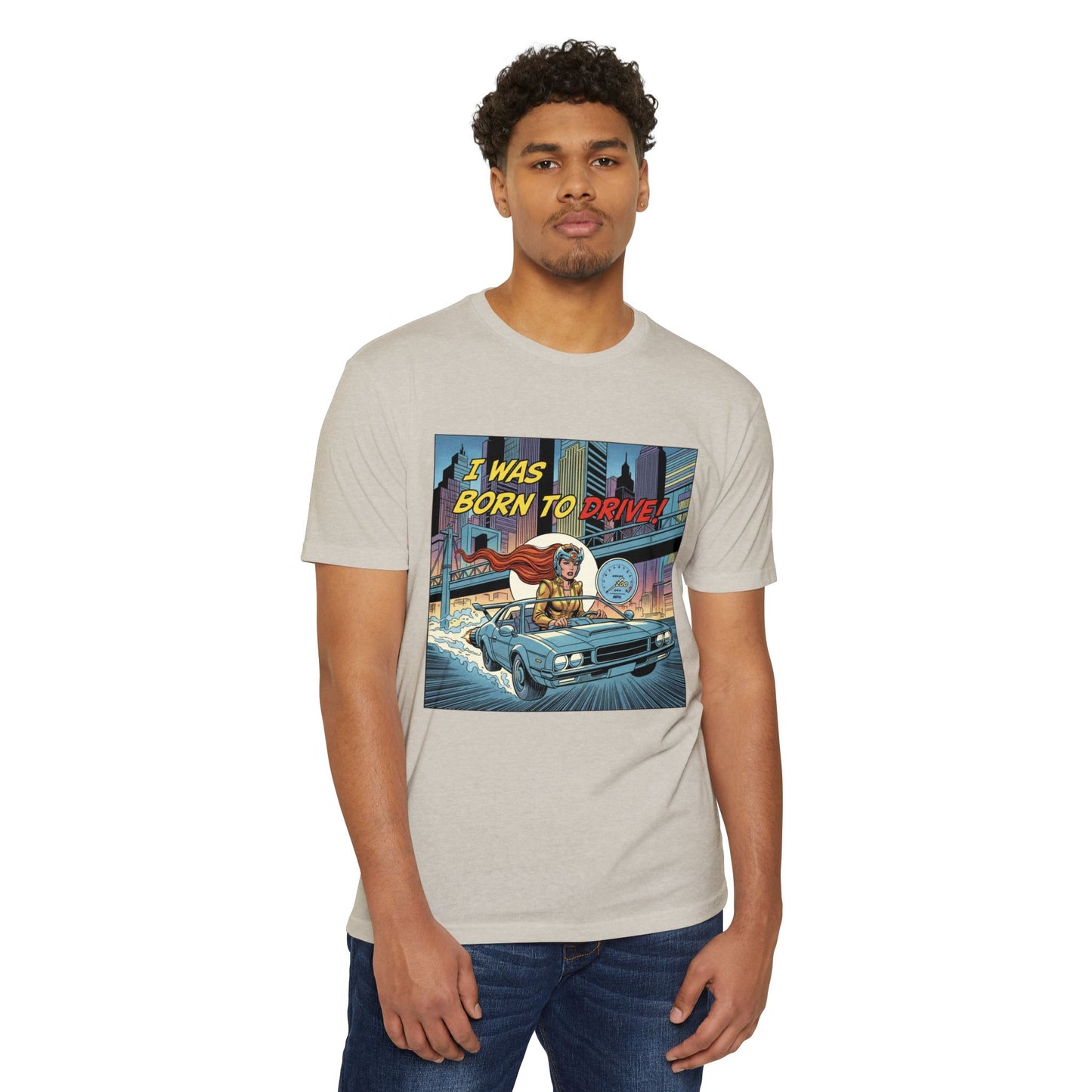 I Was Born to Drive Retro Comic Car T-Shirt