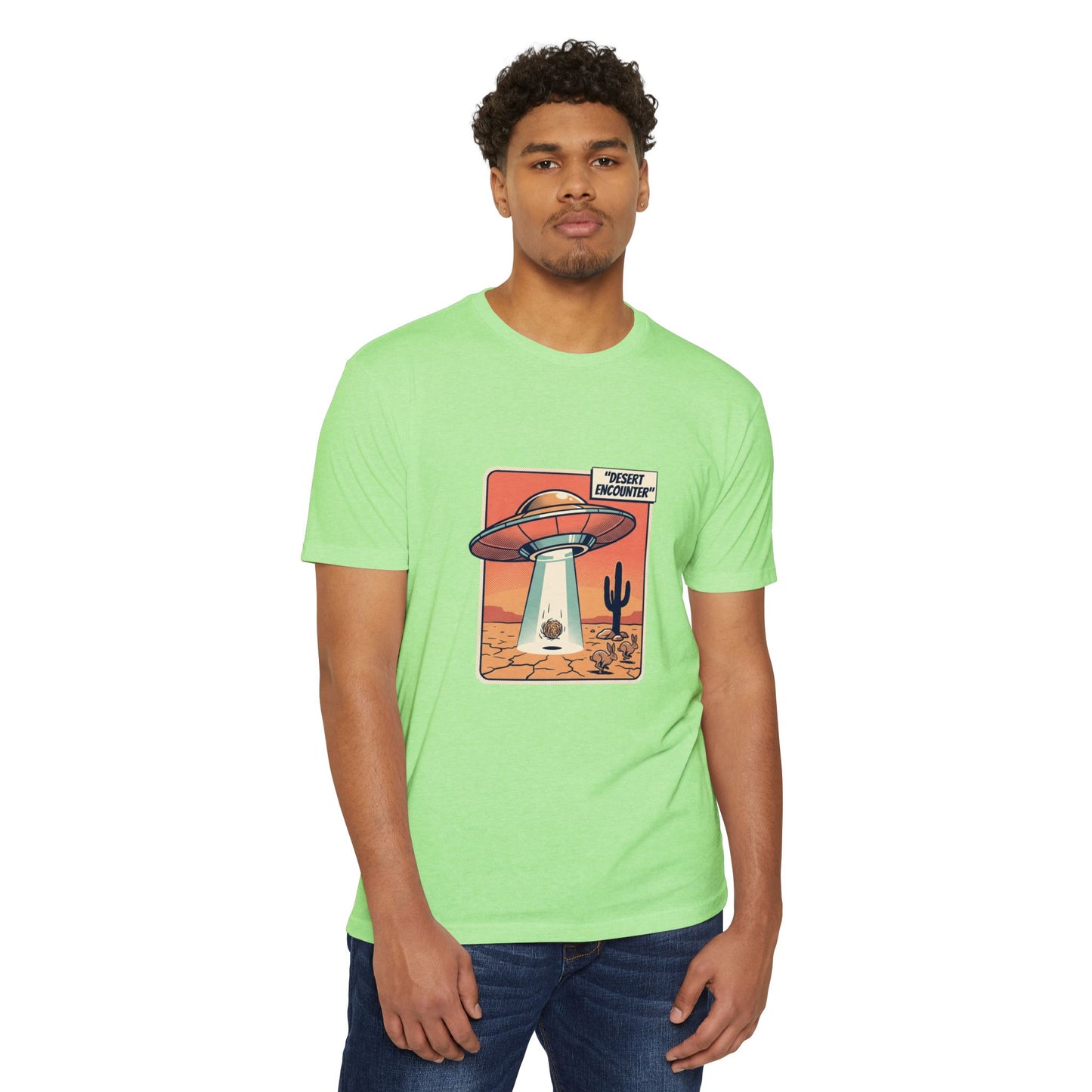Desert Encounter T-Shirt – Retro UFO Alien Abduction Tee