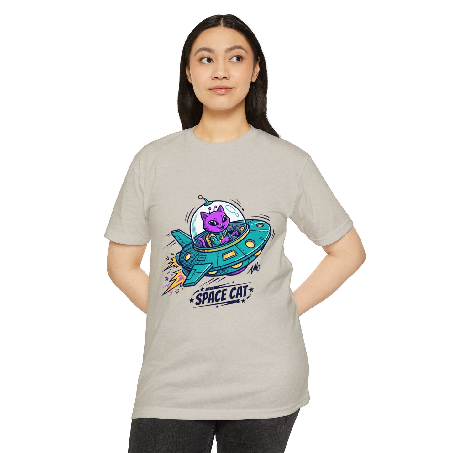 Retro Space Cat T-Shirt — UFO Graphic Tee