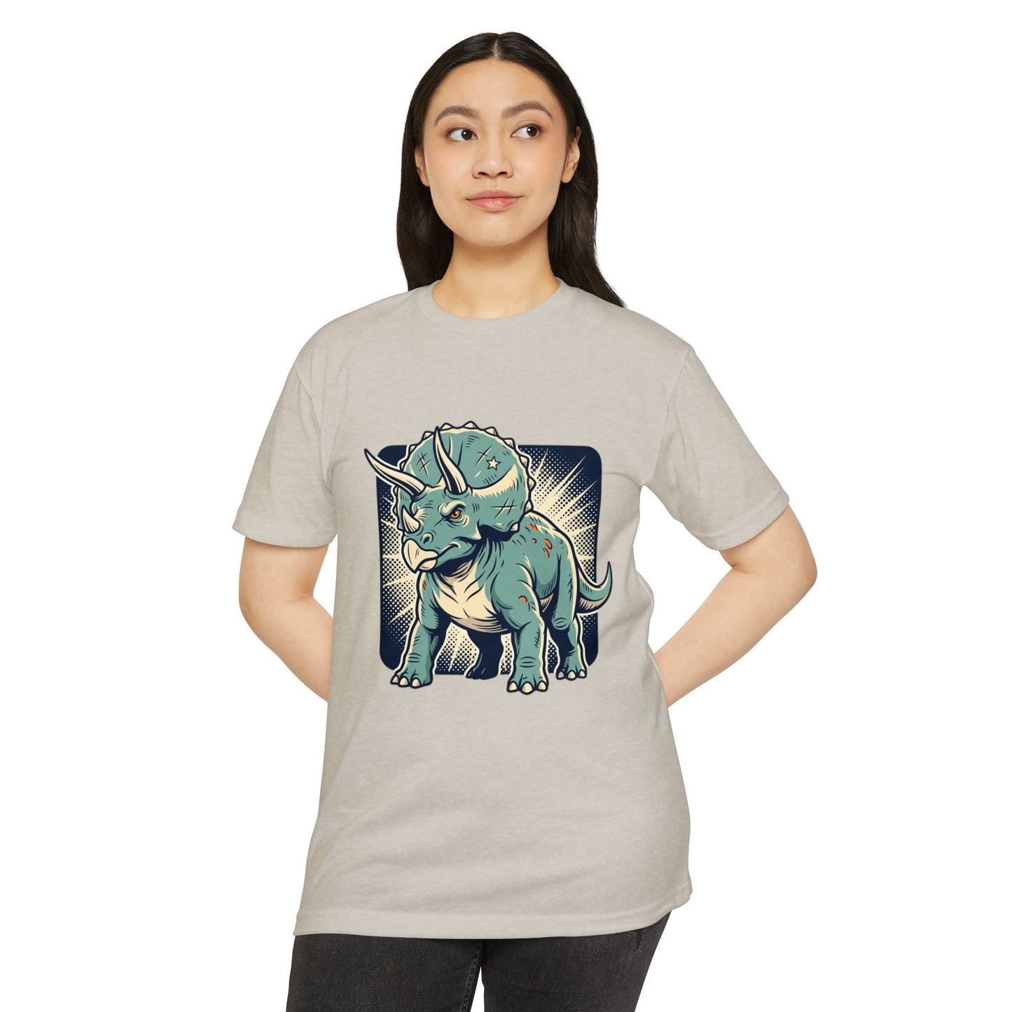 Retro Triceratops Graphic T-Shirt — Vintage Dino Illustration Tee