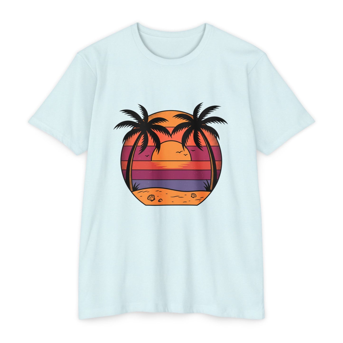 Sunset Palm Beach T-Shirt — Retro Tropical Sunset Graphic