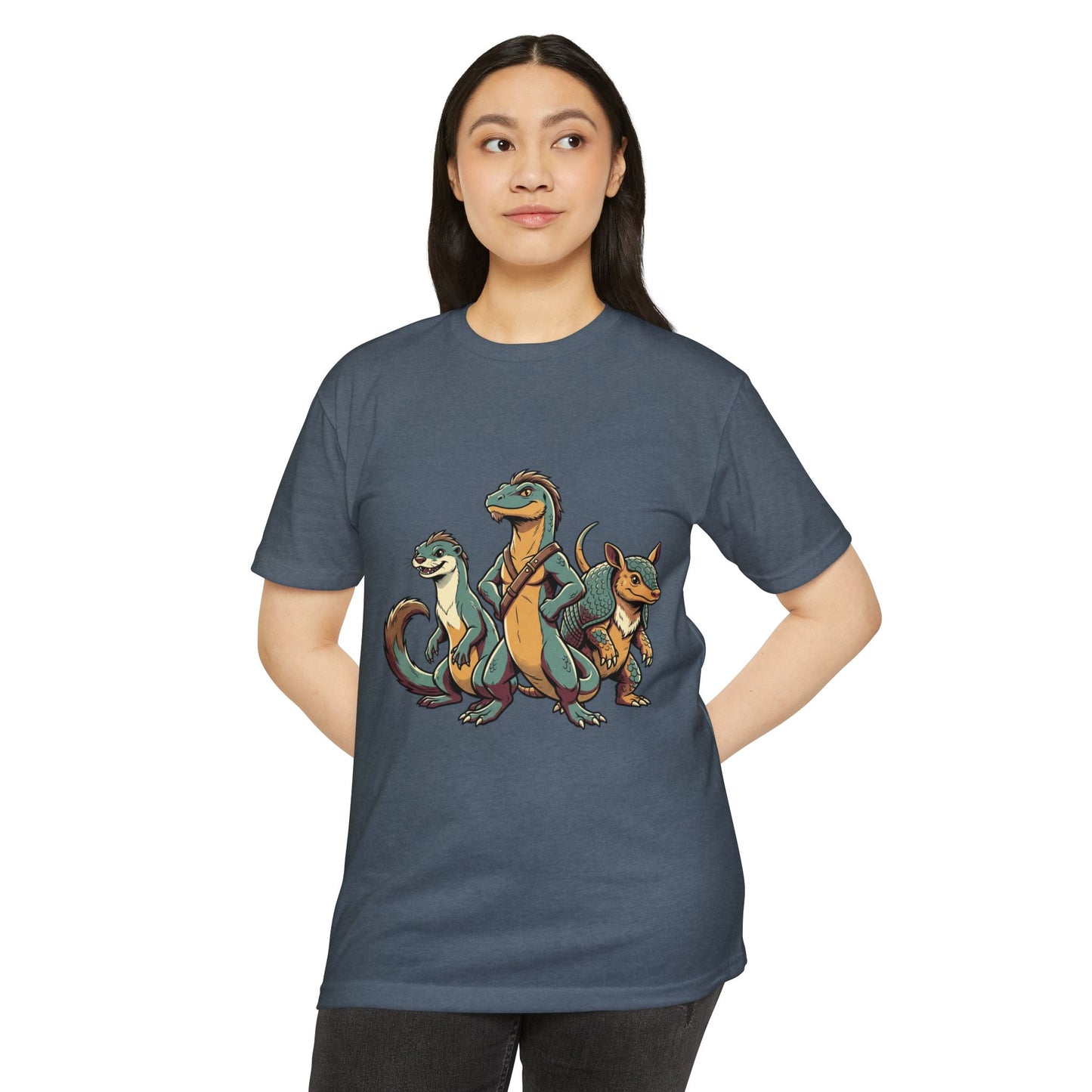Retro Trio Dino Velociraptor T-Shirt — Cute Cartoon Dino Tee