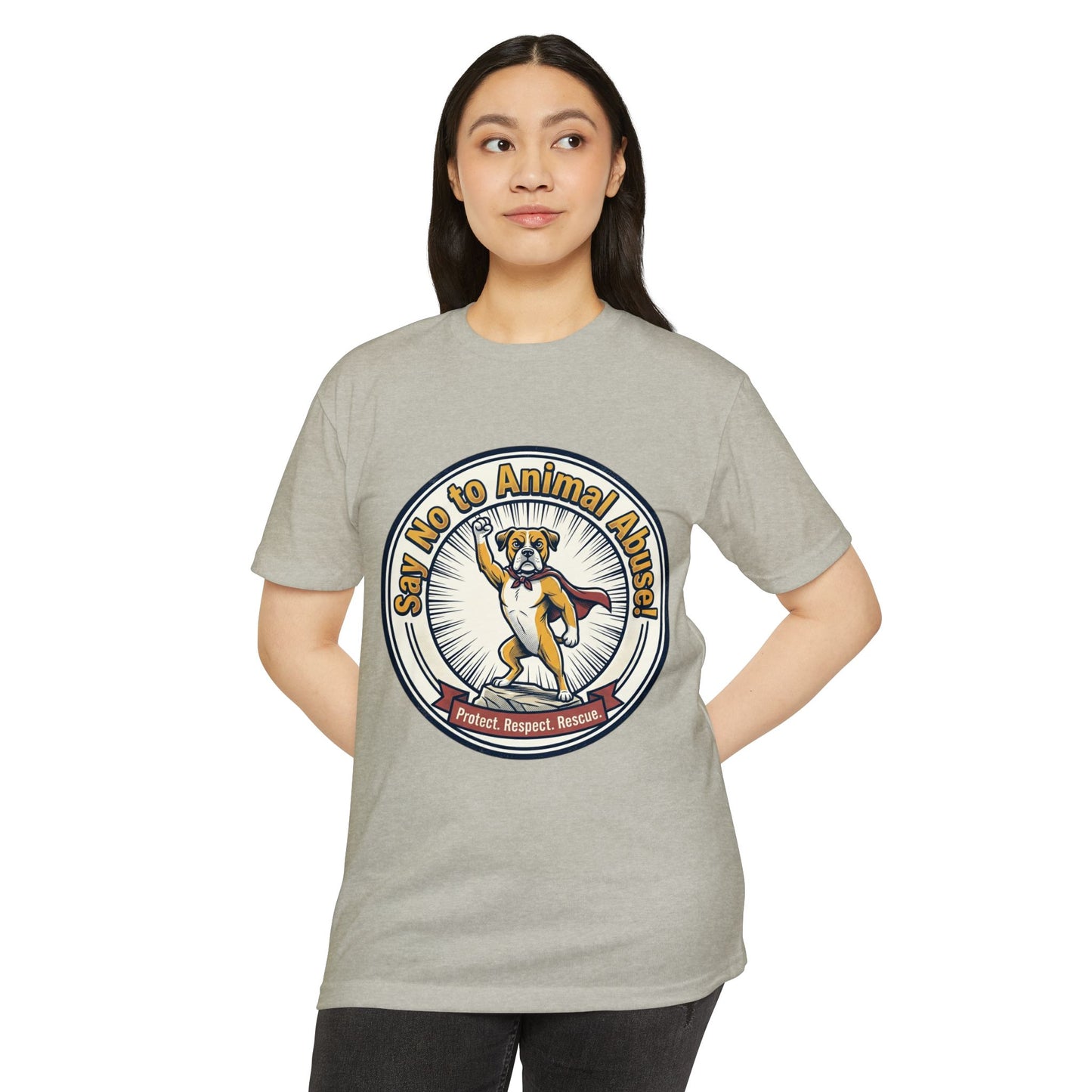 Say No to Animal Abuse T-Shirt – Protect, Respect, Rescue Animal Rights Tee