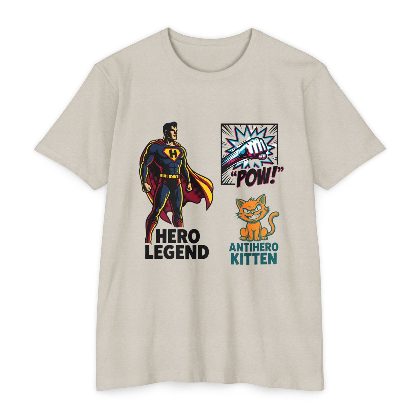 Hero Legend vs Antihero Kitten T-Shirt — Funny Comic Superhero Tee