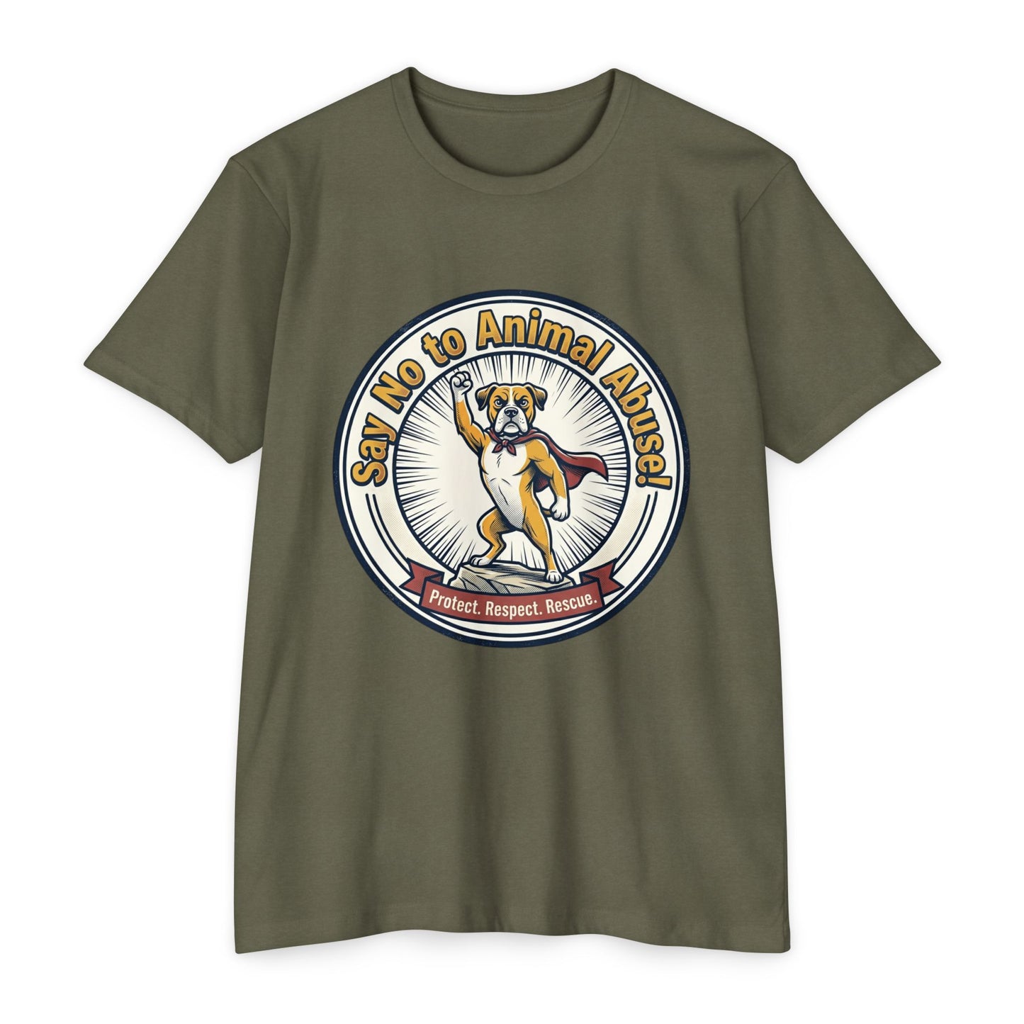 Say No to Animal Abuse T-Shirt – Protect, Respect, Rescue Animal Rights Tee
