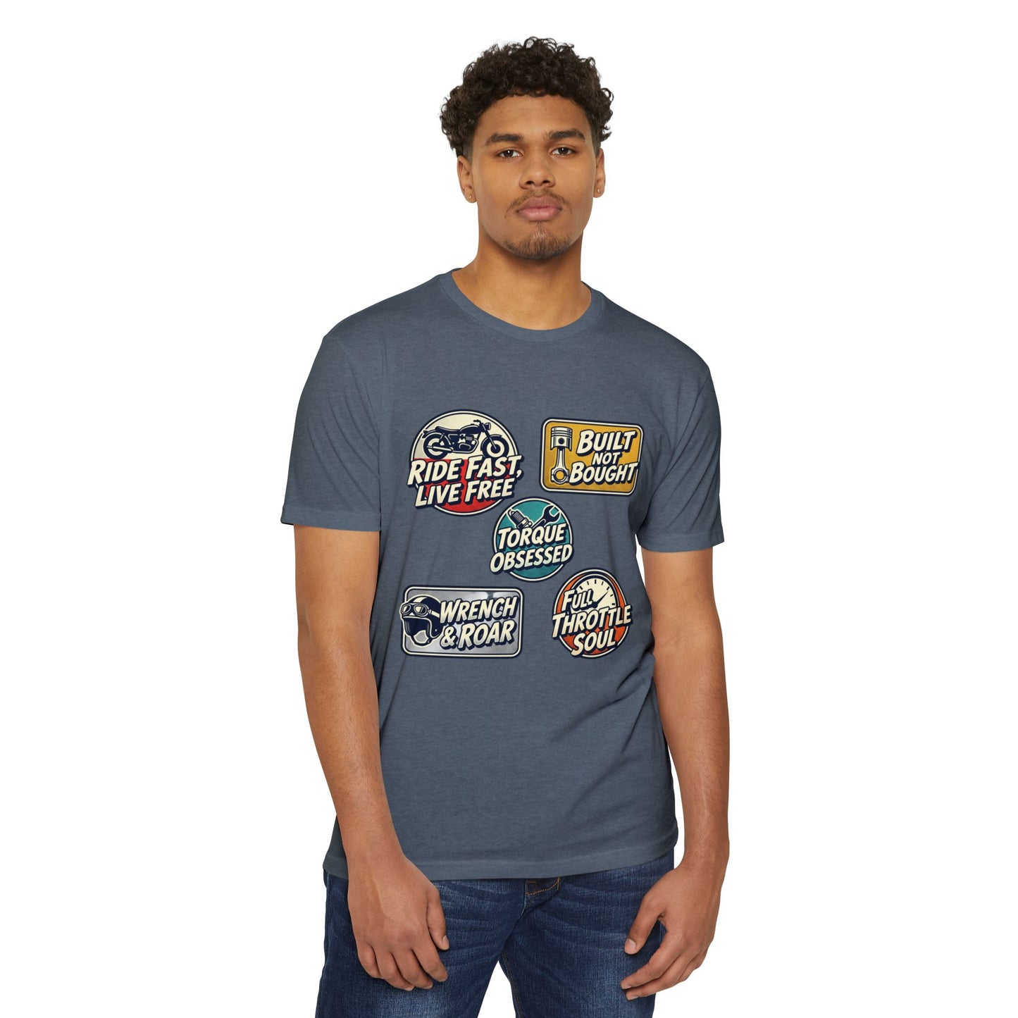 Built Not Bought Vintage Motorcycle Badge T-Shirt