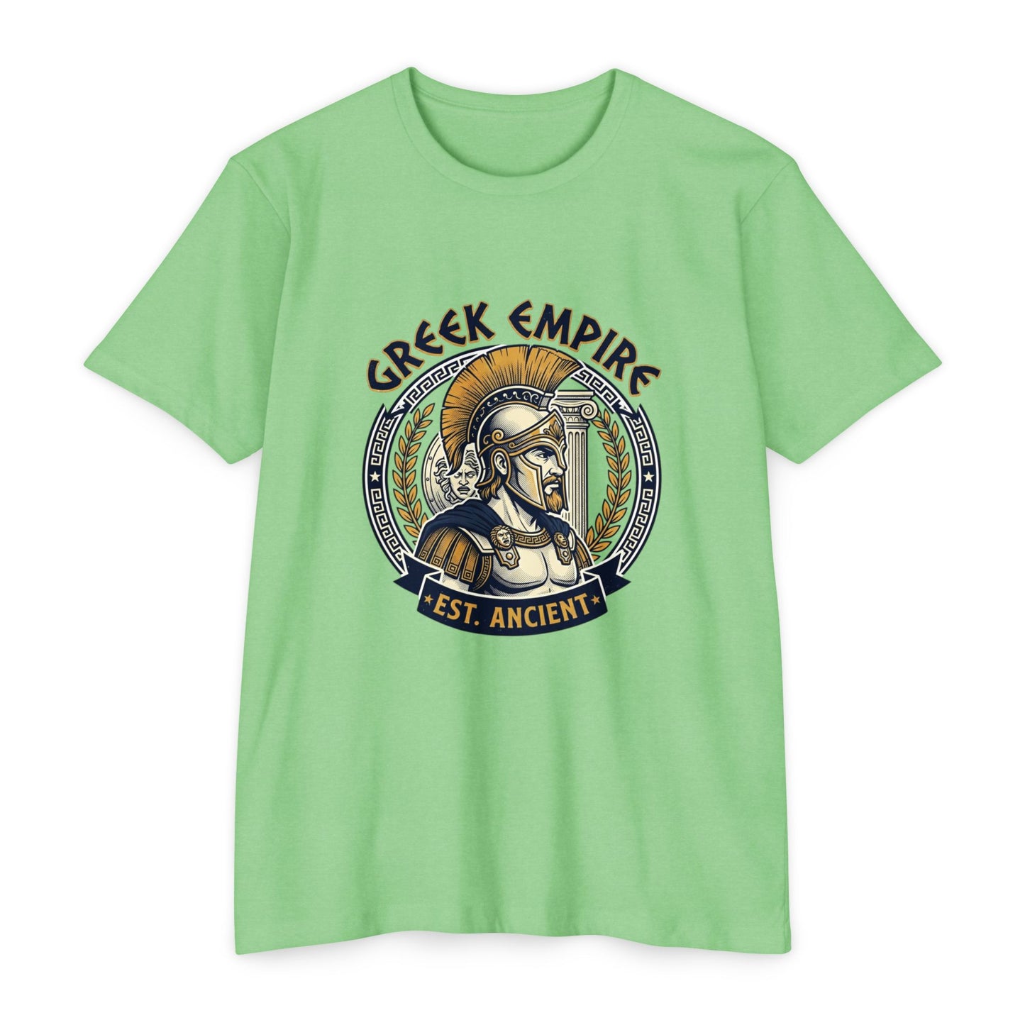Greek Empire T-Shirt – 'Est. Ancient' Spartan Helmet Graphic