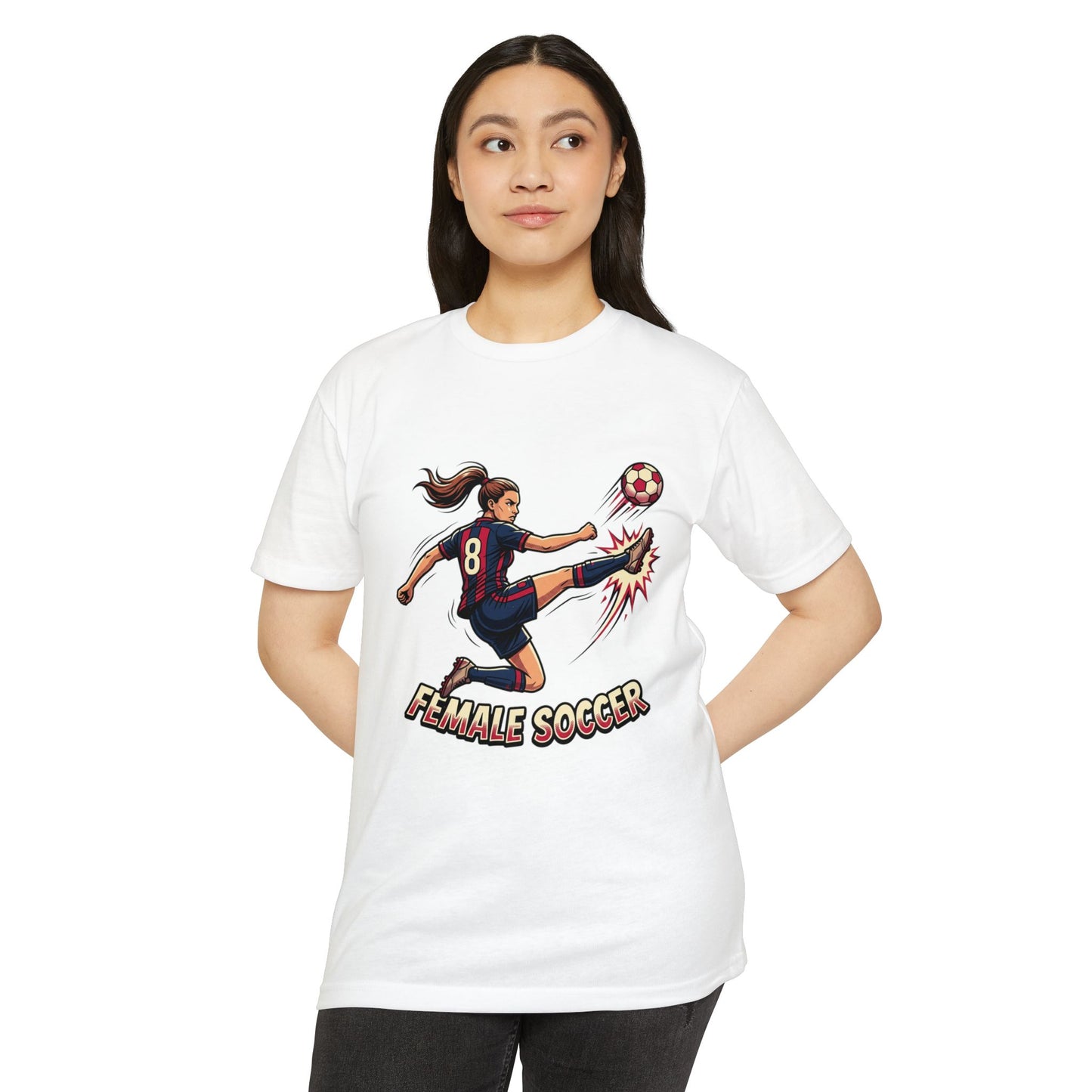 Female Soccer Player Graphic T-Shirt – Women’s Soccer Tee