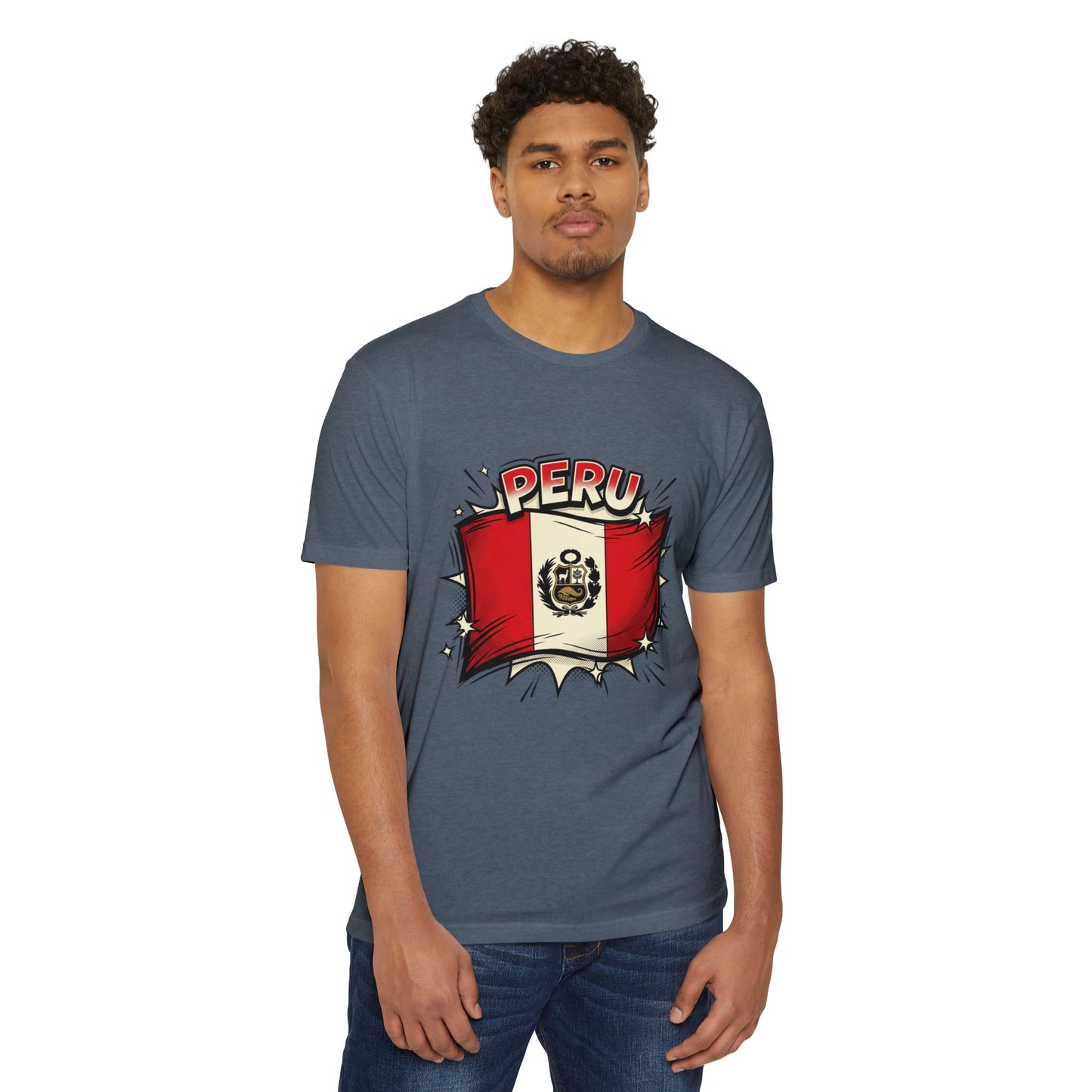 Peru Flag Retro Crest T-Shirt