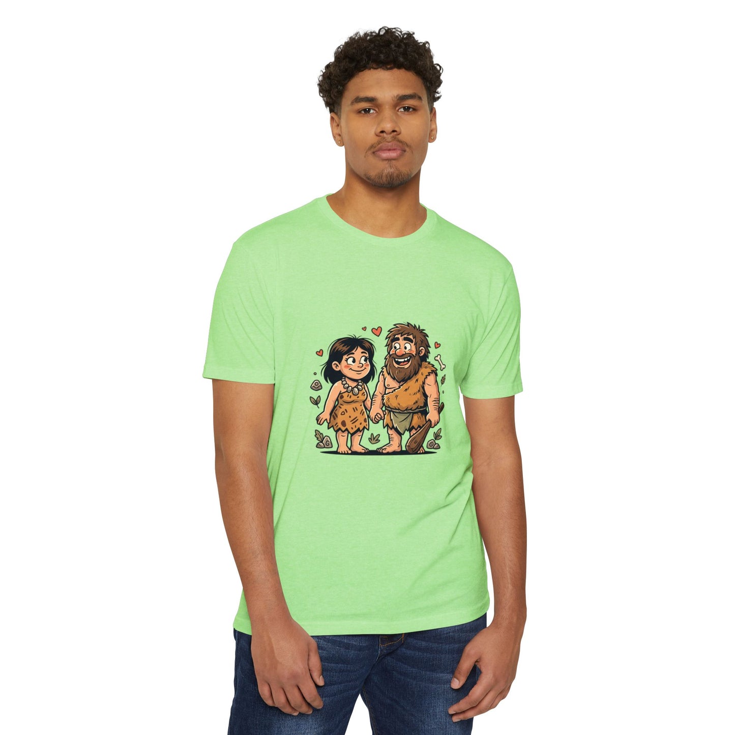 Caveman Couple Cartoon T-Shirt — Cute Prehistoric Love Graphic Tee