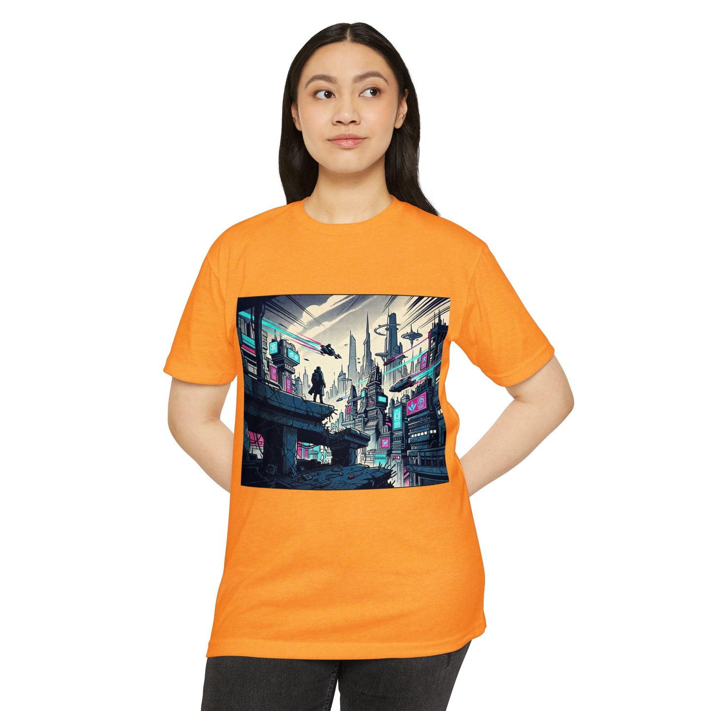 Cyberpunk Cityscape T-Shirt — Neon Futuristic Streetwear