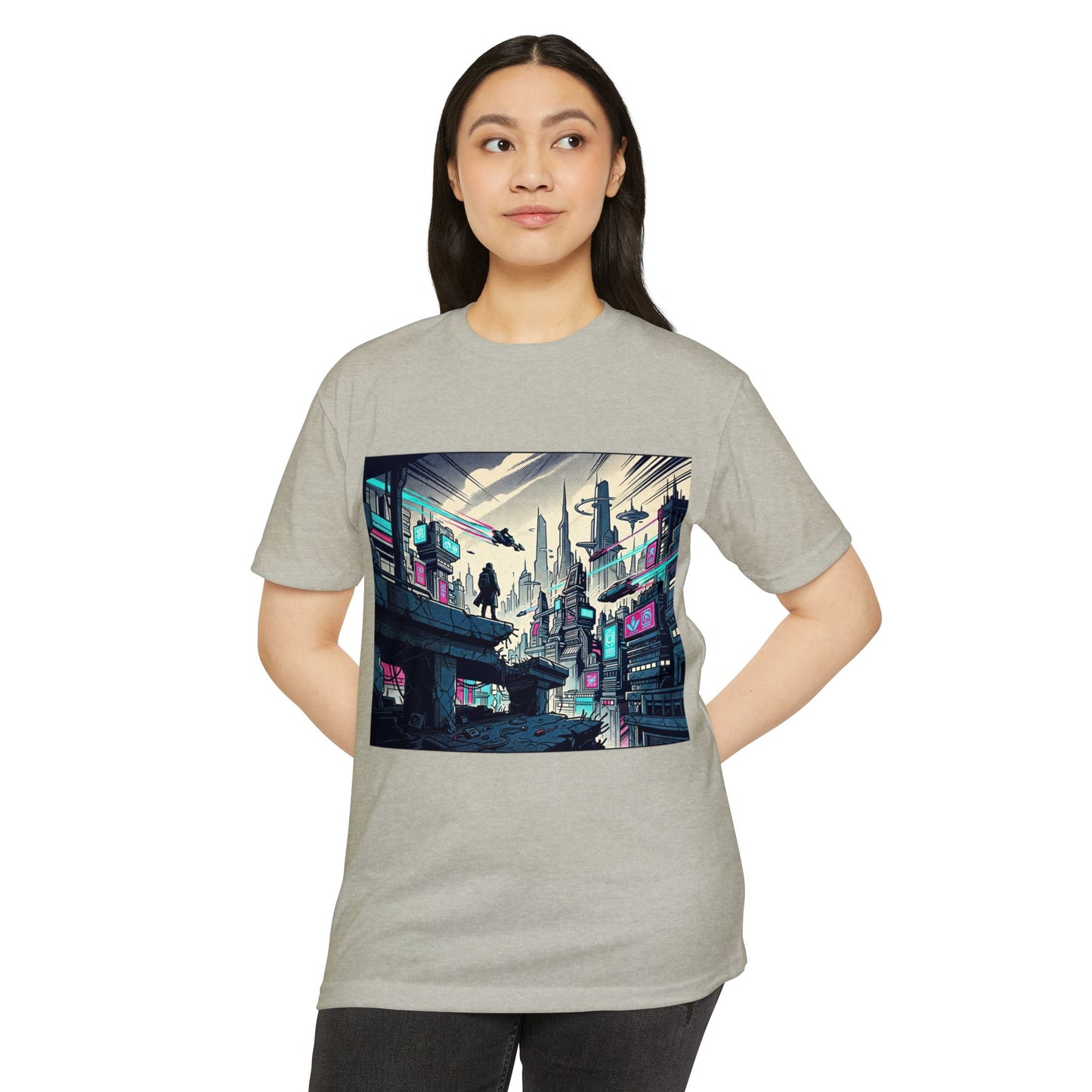 Cyberpunk Cityscape T-Shirt — Neon Futuristic Streetwear