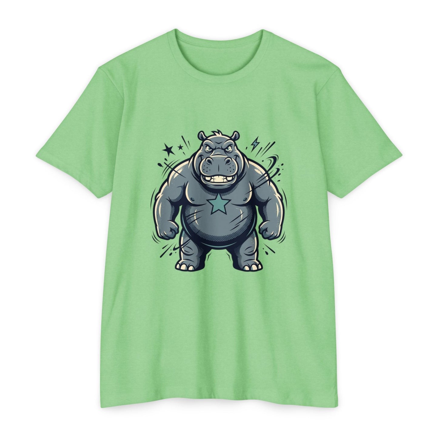 Camiseta Gráfica Hipopótamo Poderoso — Camiseta com Ilustração Fofa de Hipopótamo Forte