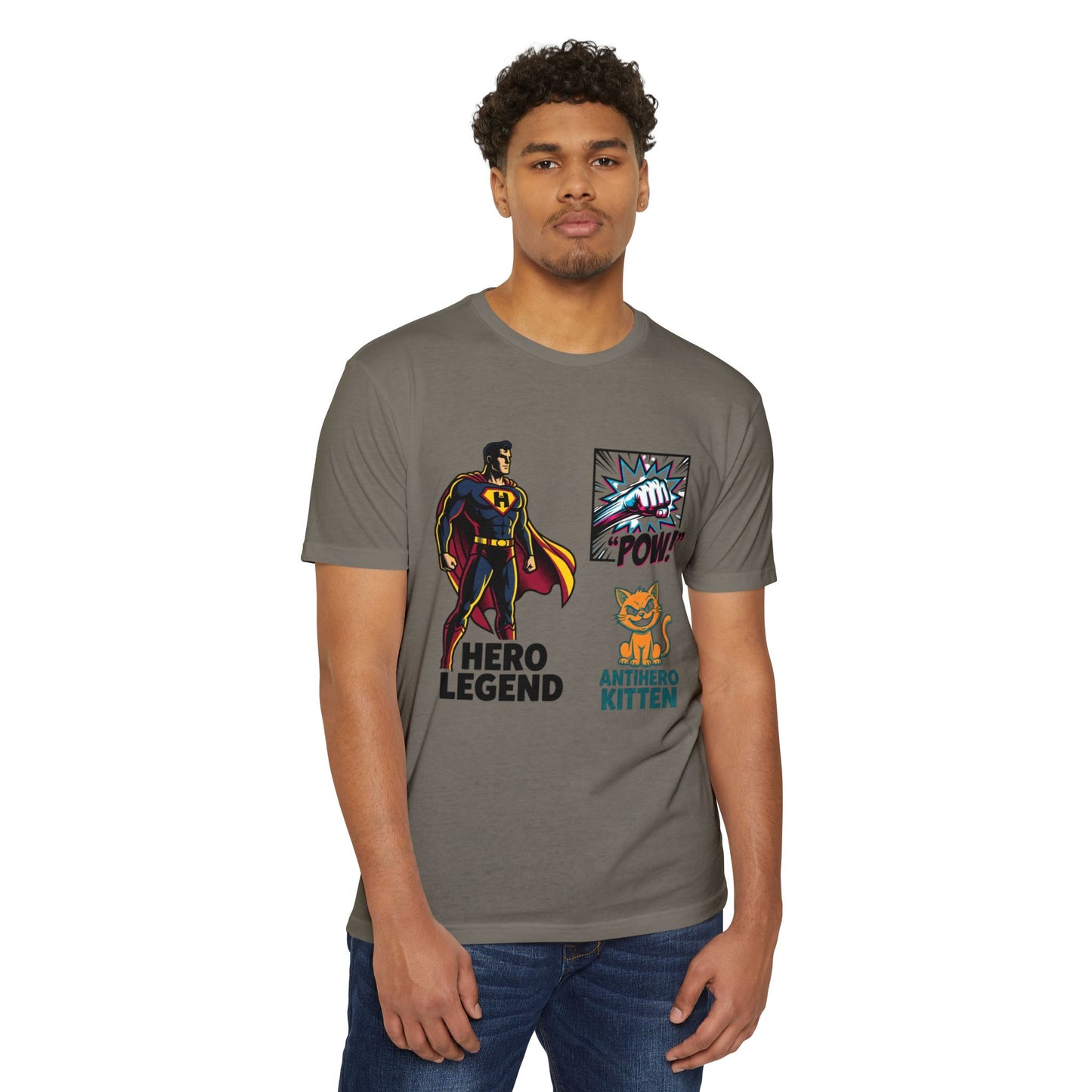 Hero Legend vs Antihero Kitten T-Shirt — Funny Comic Superhero Tee