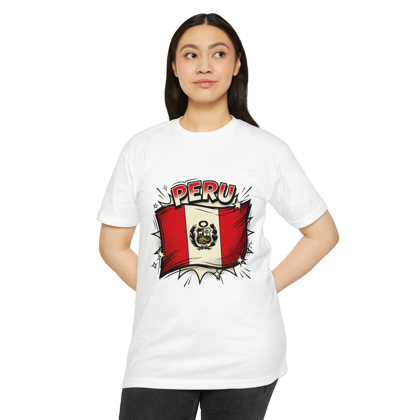 Peru Flag Retro Crest T-Shirt