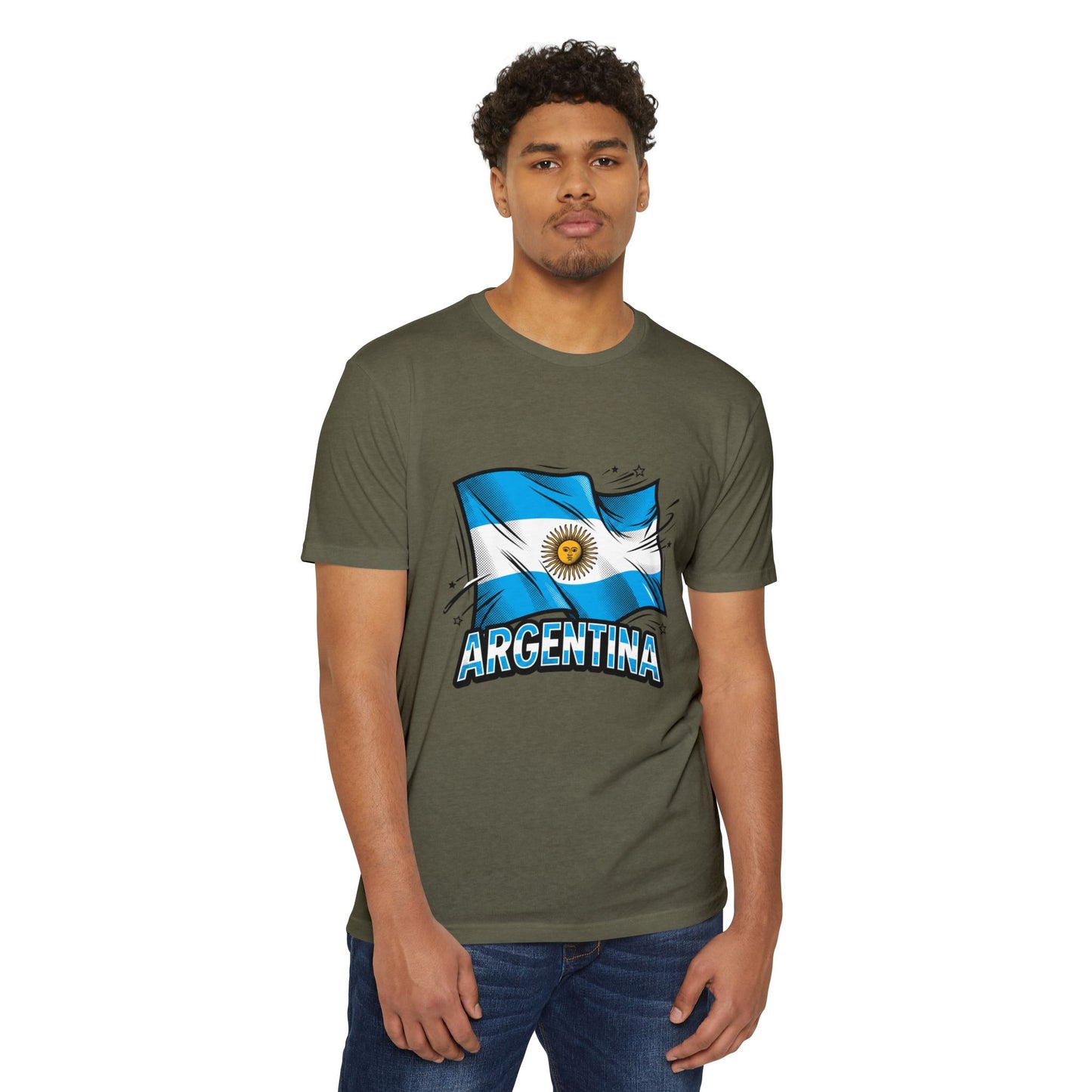 Argentina Flag Waving Graphic T-Shirt
