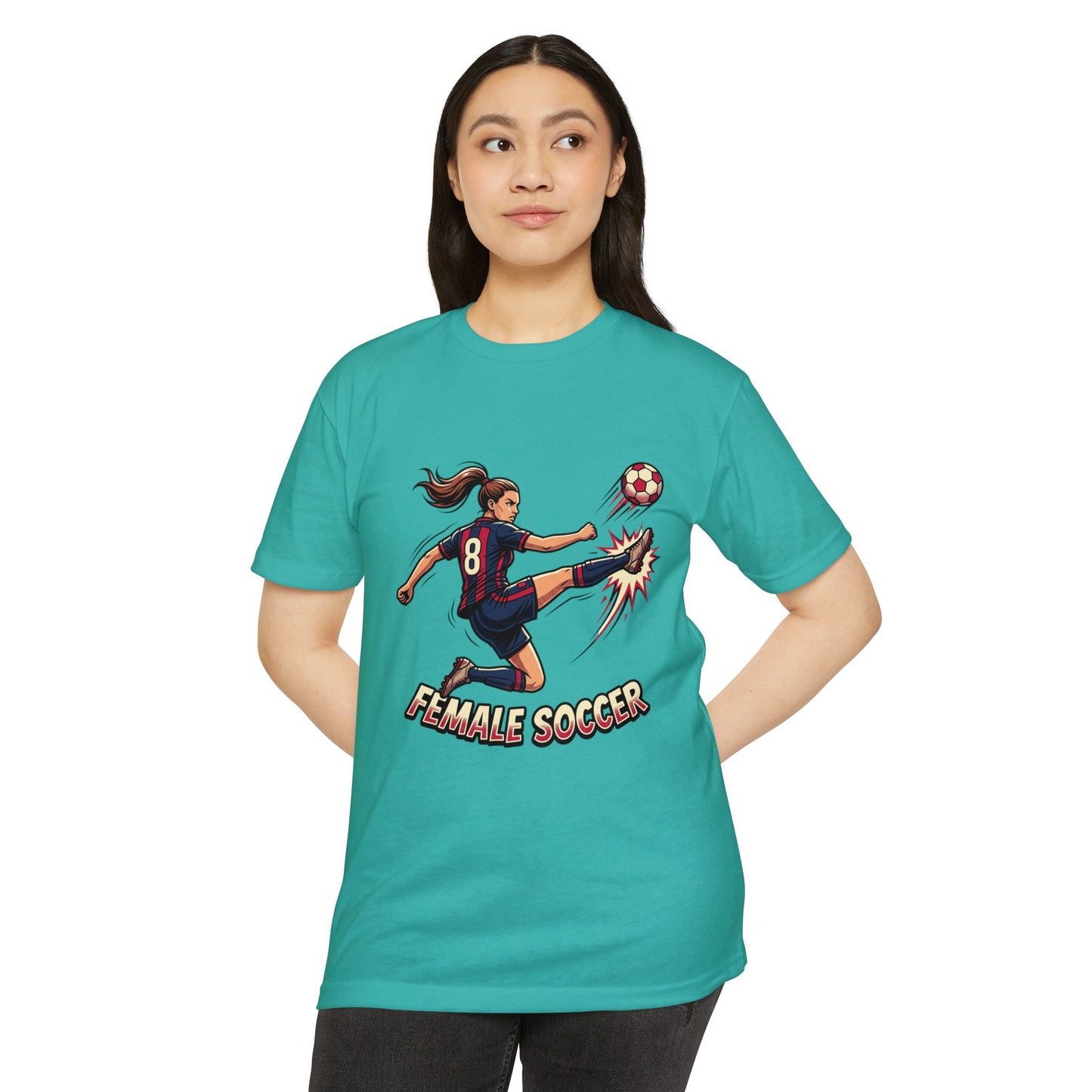 Female Soccer Player Graphic T-Shirt – Women’s Soccer Tee