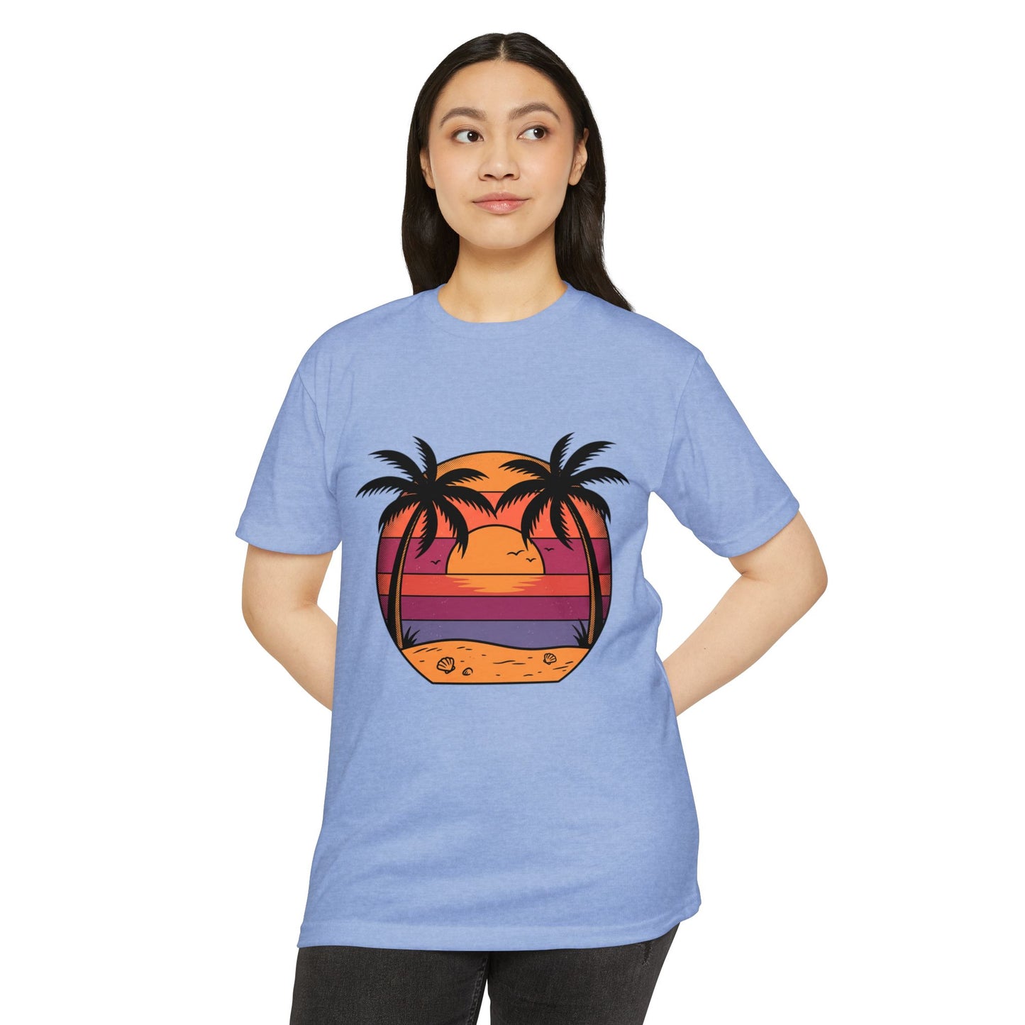 Sunset Palm Beach T-Shirt — Retro Tropical Sunset Graphic