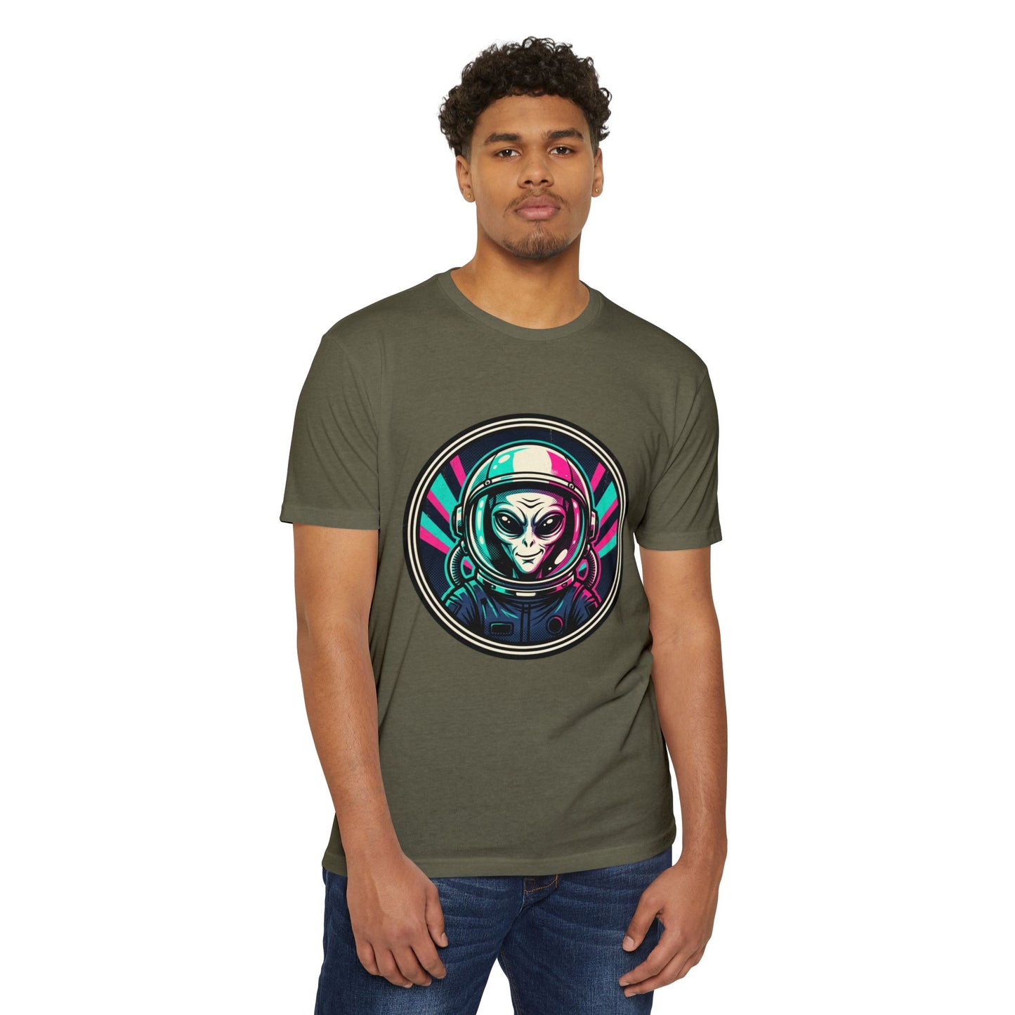 Alien Astronaut Neon Space Crew T‑Shirt