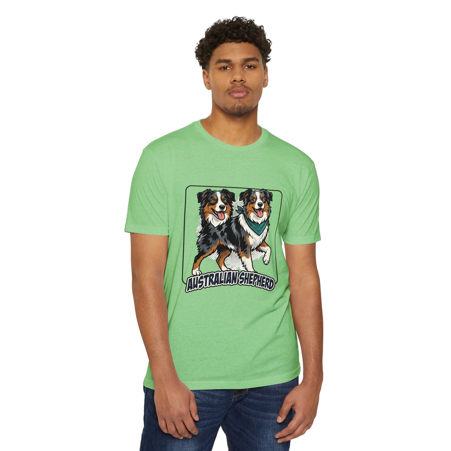 Australian Shepherd Graphic T‑Shirt — Playful Double Dog Illustration